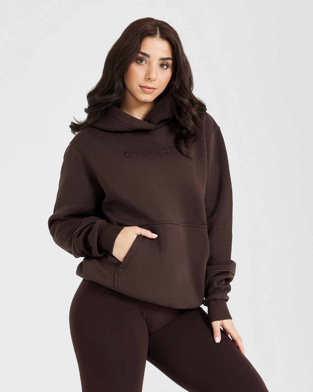 70% Cocoa Oner Active Classic Lounge Oversized Hoodie | 6417MLKDR