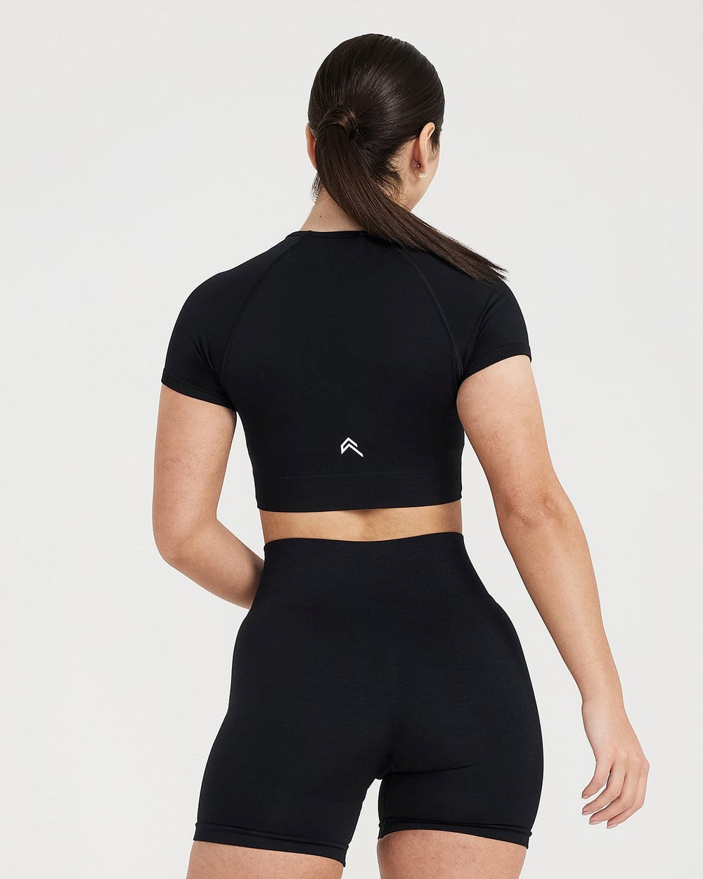 Black Marl Oner Active Classic Seamless 2.0 Short Sleeve Crop Top | 2514KNAFP