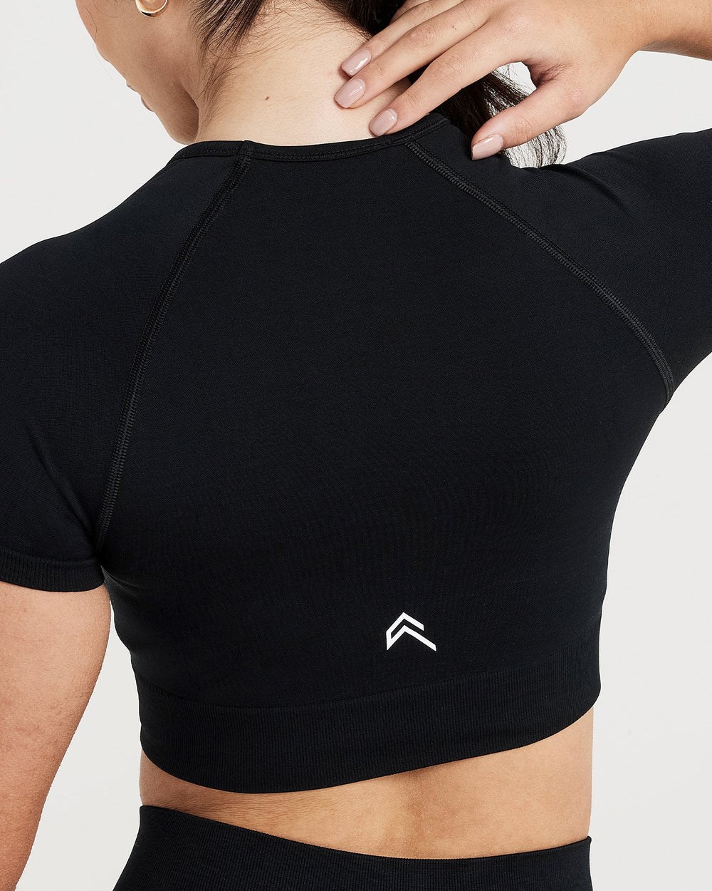 Black Marl Oner Active Classic Seamless 2.0 Short Sleeve Crop Top | 2514KNAFP