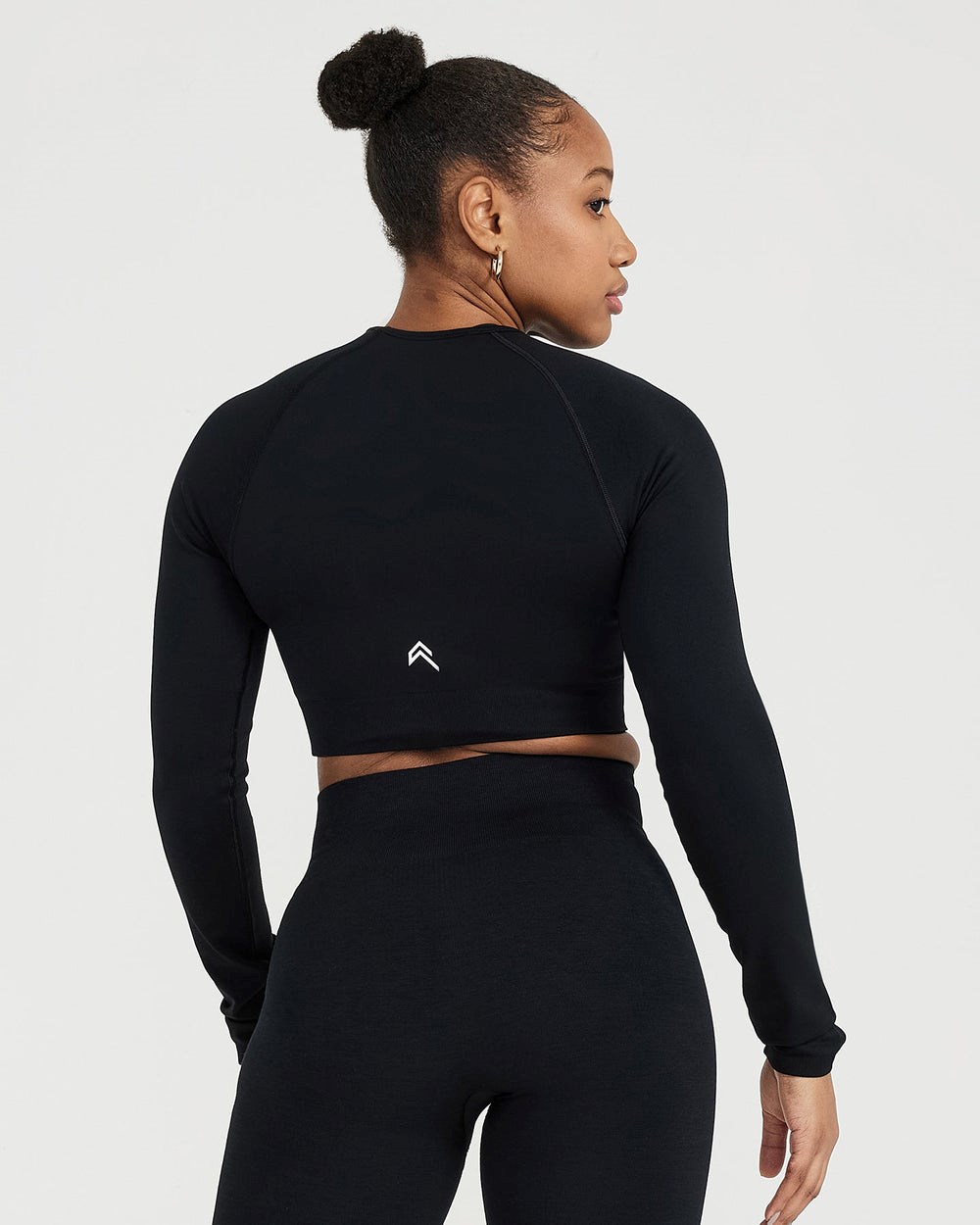 Black Marl Oner Active Classic Seamless 2.0 Long Sleeve Crop Top | 5341BPDET