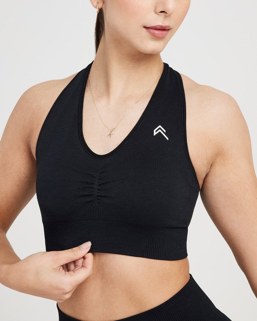 Black Marl Oner Active Classic Seamless 2.0 V-Neck Bralette | 5430FCOJY