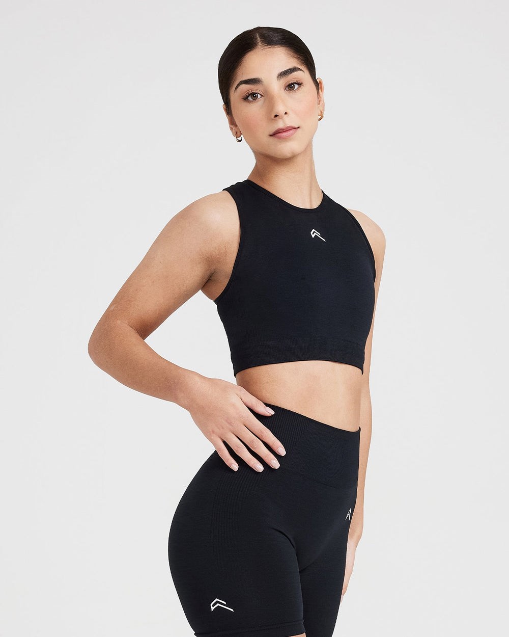 Black Marl Oner Active Classic Seamless 2.0 Crop Top | 8273FDWVS