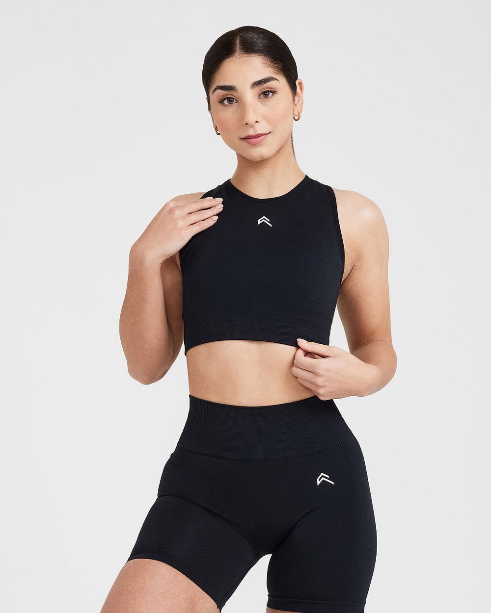 Black Marl Oner Active Classic Seamless 2.0 Crop Top | 8273FDWVS