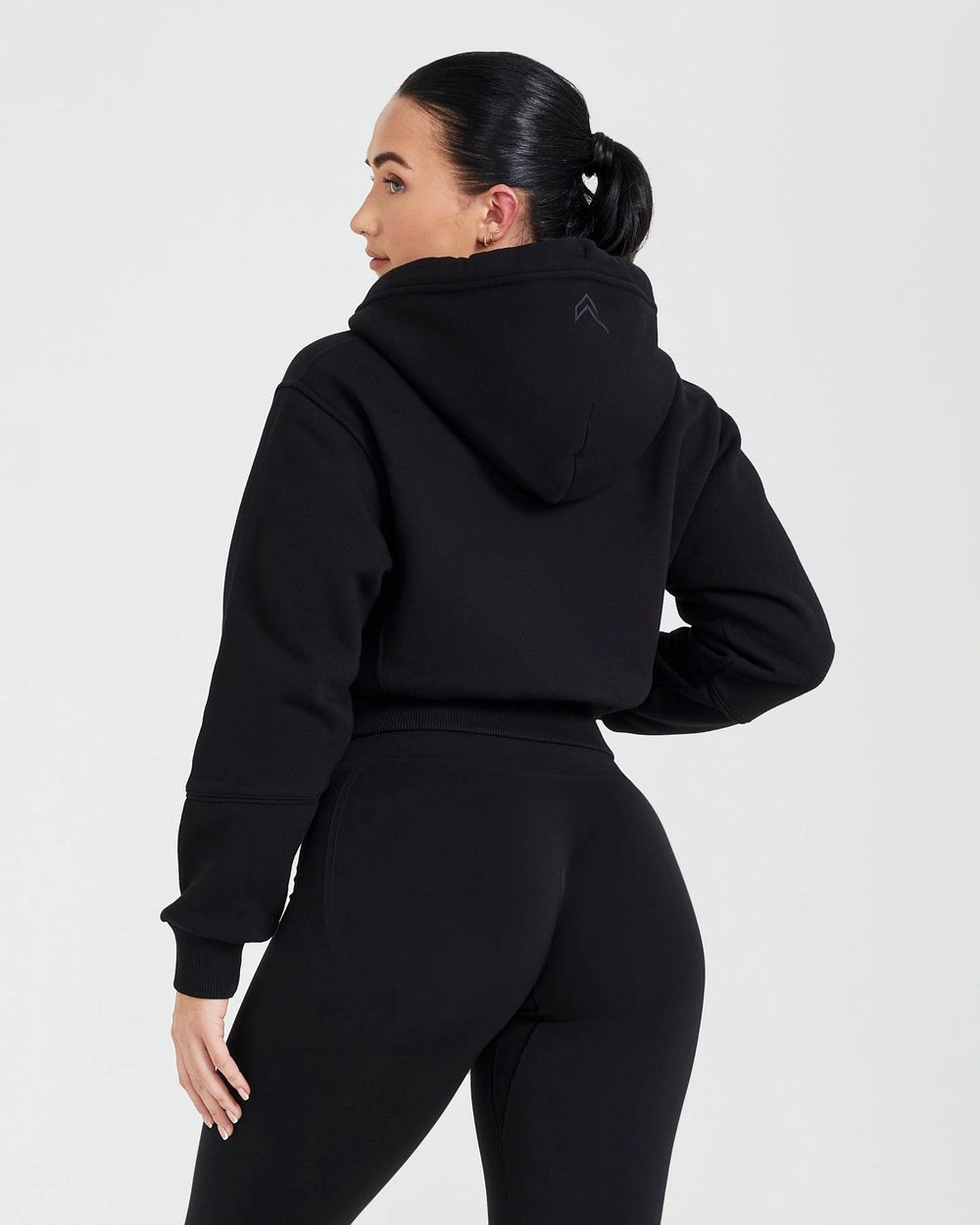 Black Oner Active Classic Lounge Cropped Zip Through Hoodie | 5126MXFSI