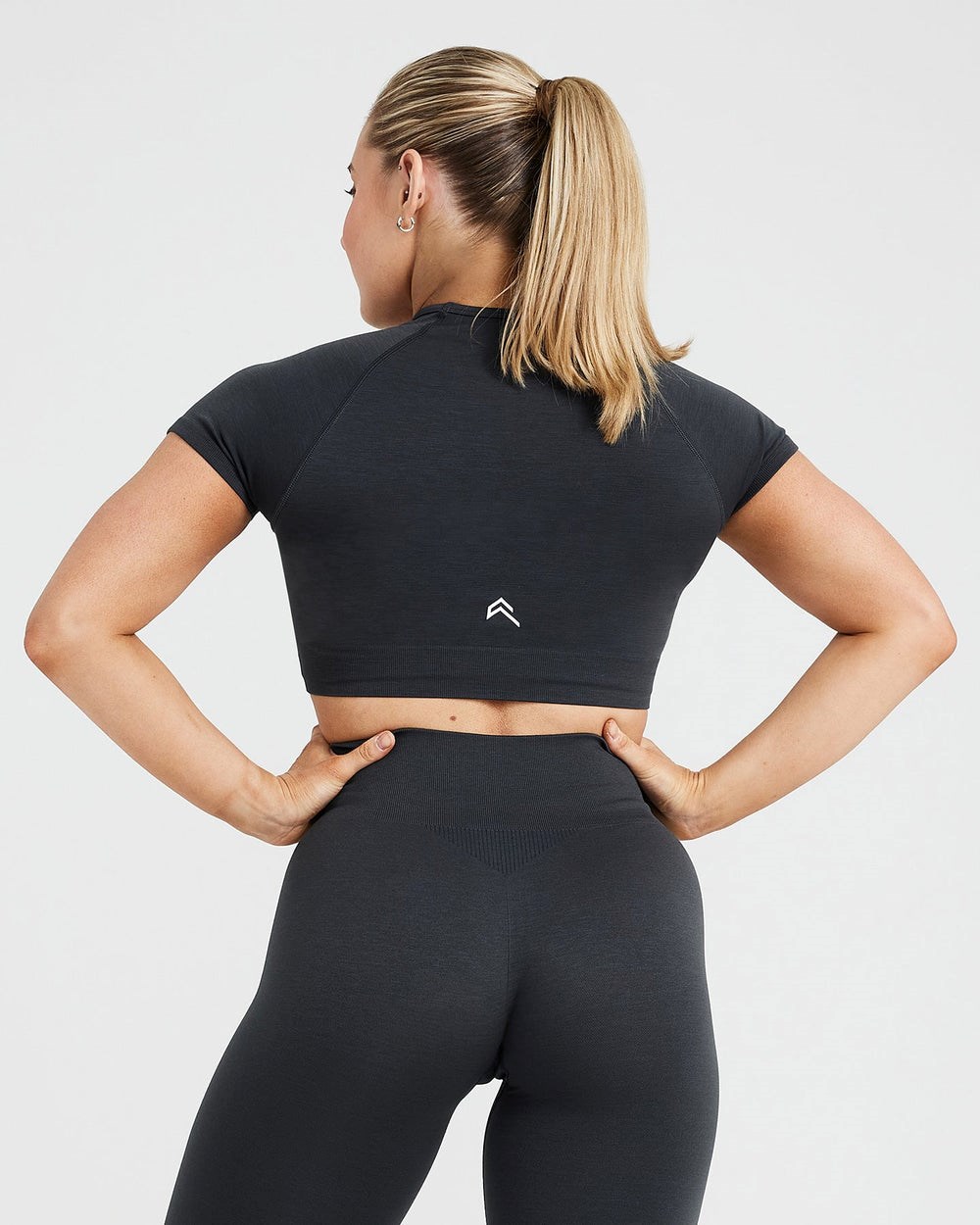 Coal Marl Oner Active Classic Seamless 2.0 Short Sleeve Crop Top | 2649DMBLT