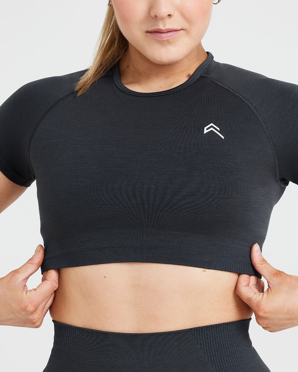 Coal Marl Oner Active Classic Seamless 2.0 Short Sleeve Crop Top | 2649DMBLT