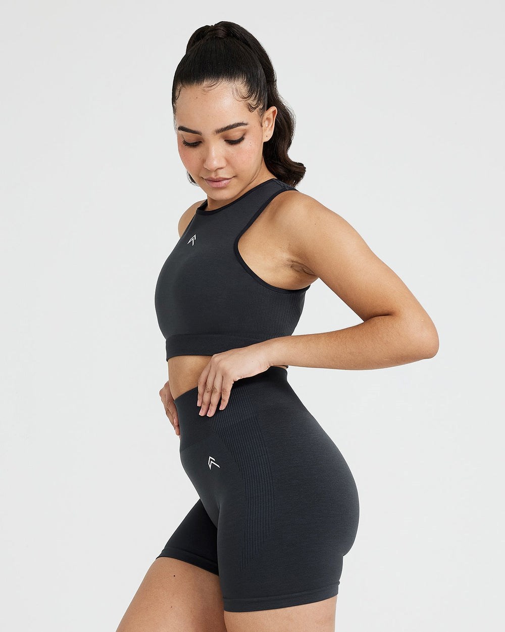 Coal Marl Oner Active Classic Seamless 2.0 Crop Top | 7946VMJTK