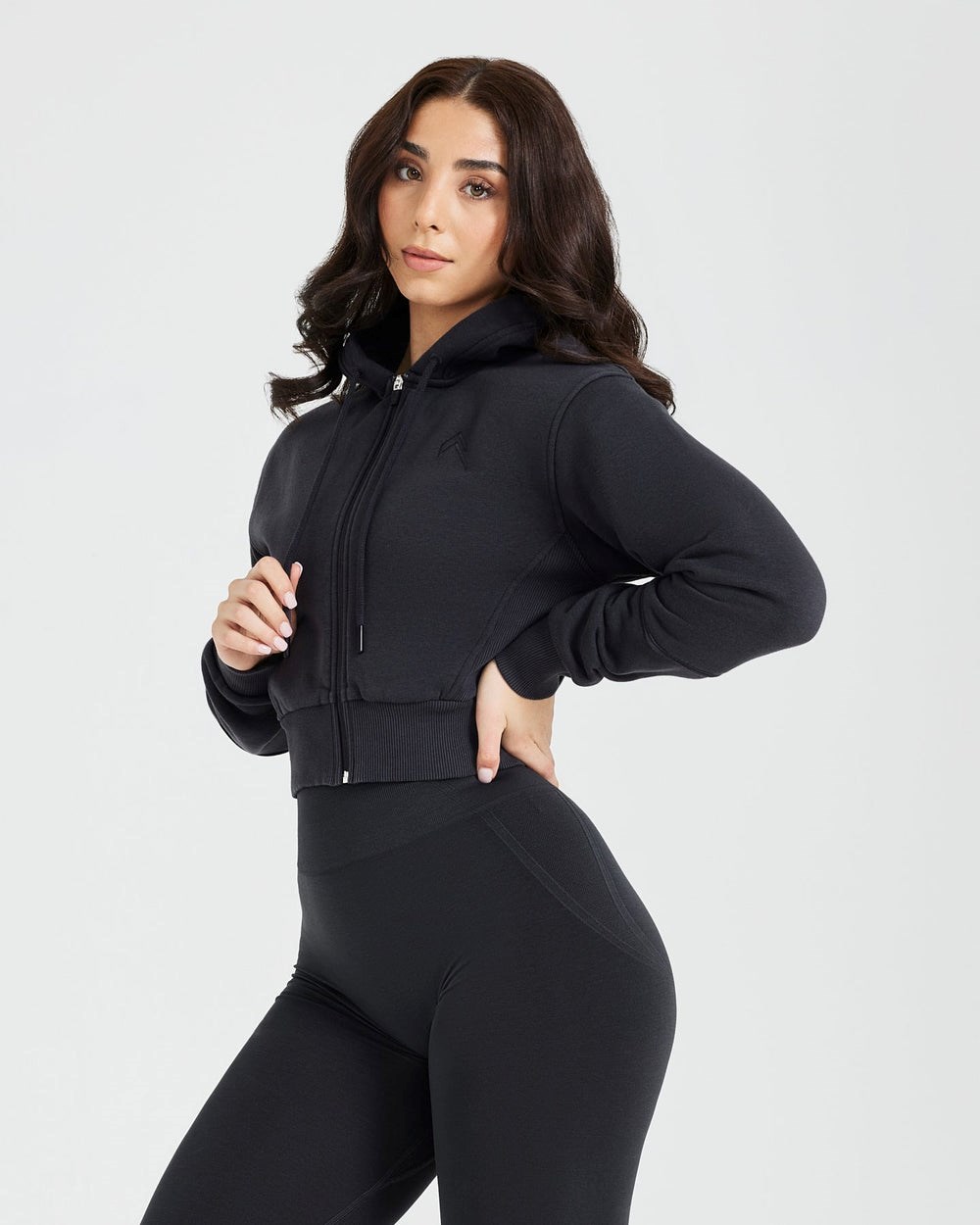 Coal Oner Active Classic Lounge Cropped Zip Through Hoodie | 8032HZLBW