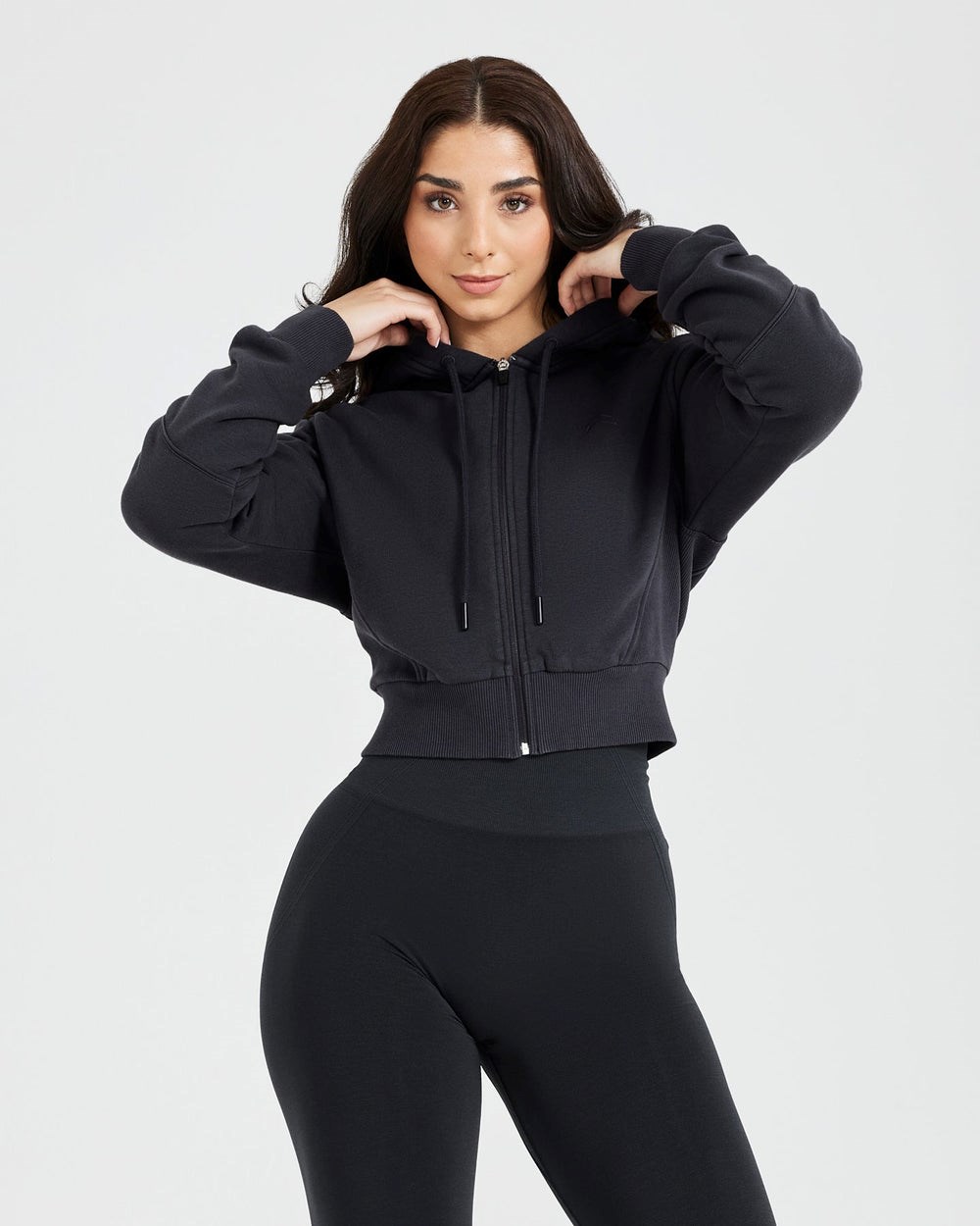 Coal Oner Active Classic Lounge Cropped Zip Through Hoodie | 8032HZLBW