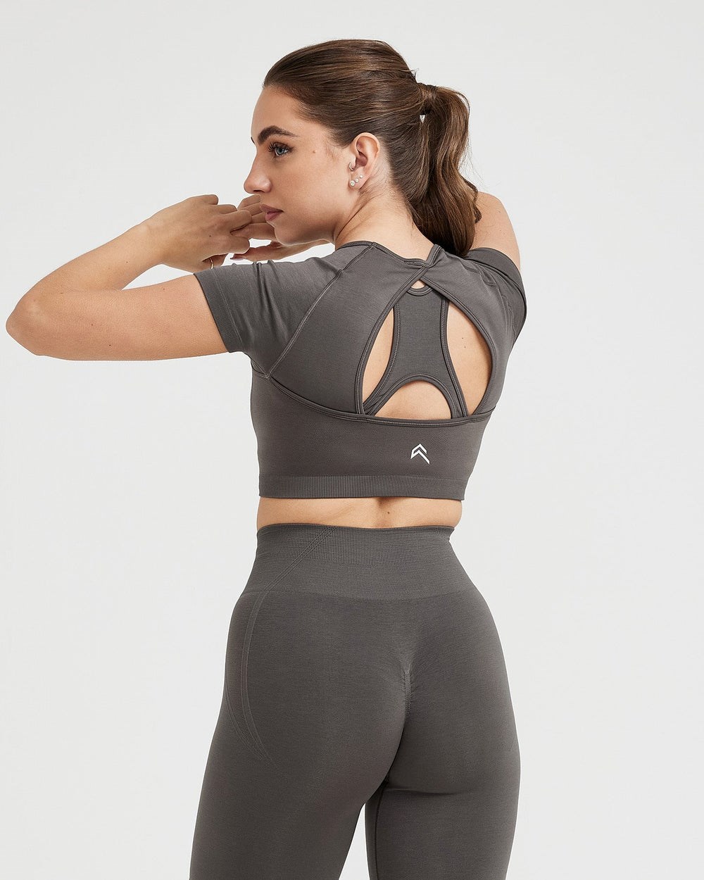 Deep Taupe Oner Active Effortless Seamless Short Sleeve Crop Top | 5367QJRHN