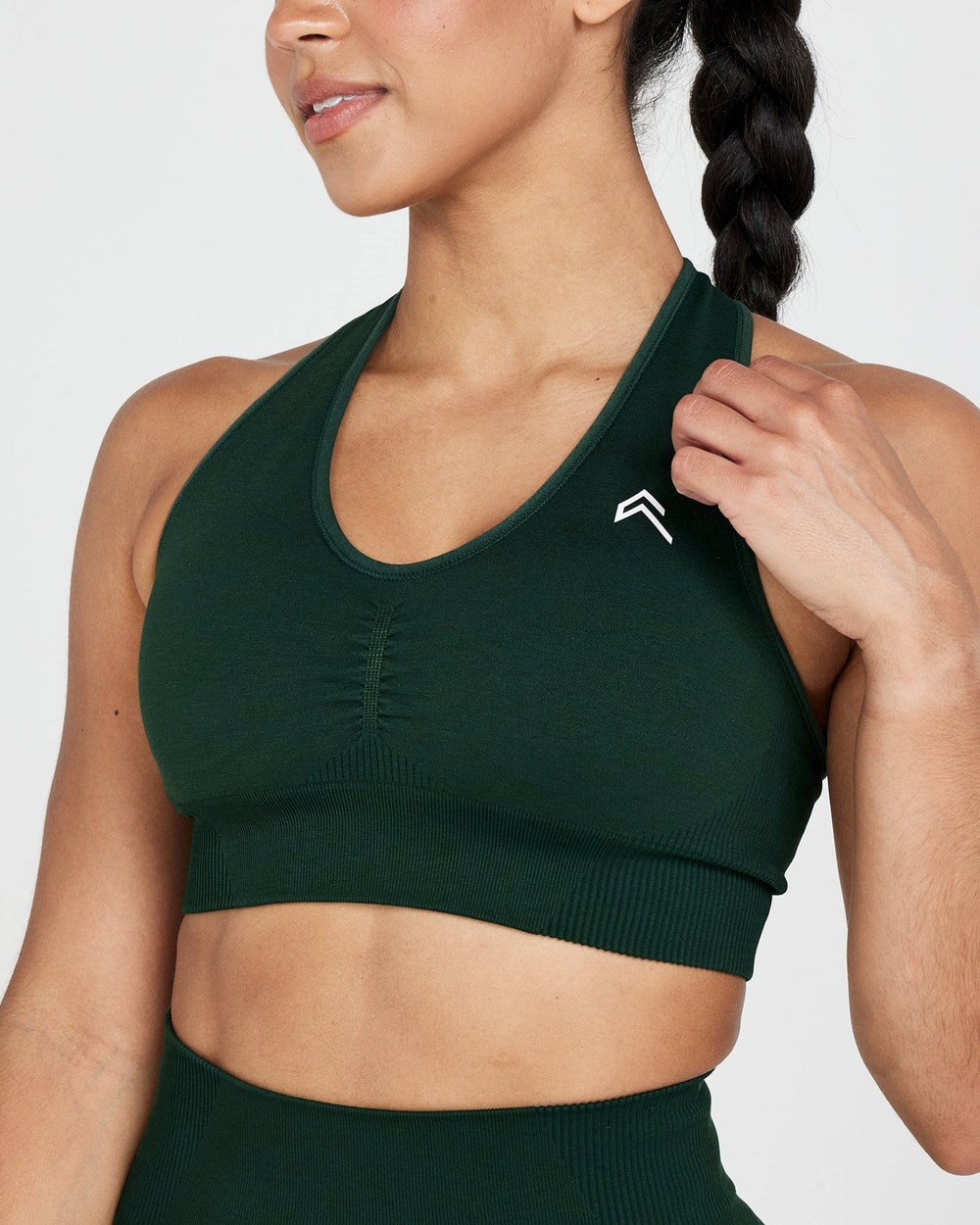 Evergreen Marl Oner Active Classic Seamless 2.0 V-Neck Bralette | 6981LQVKG