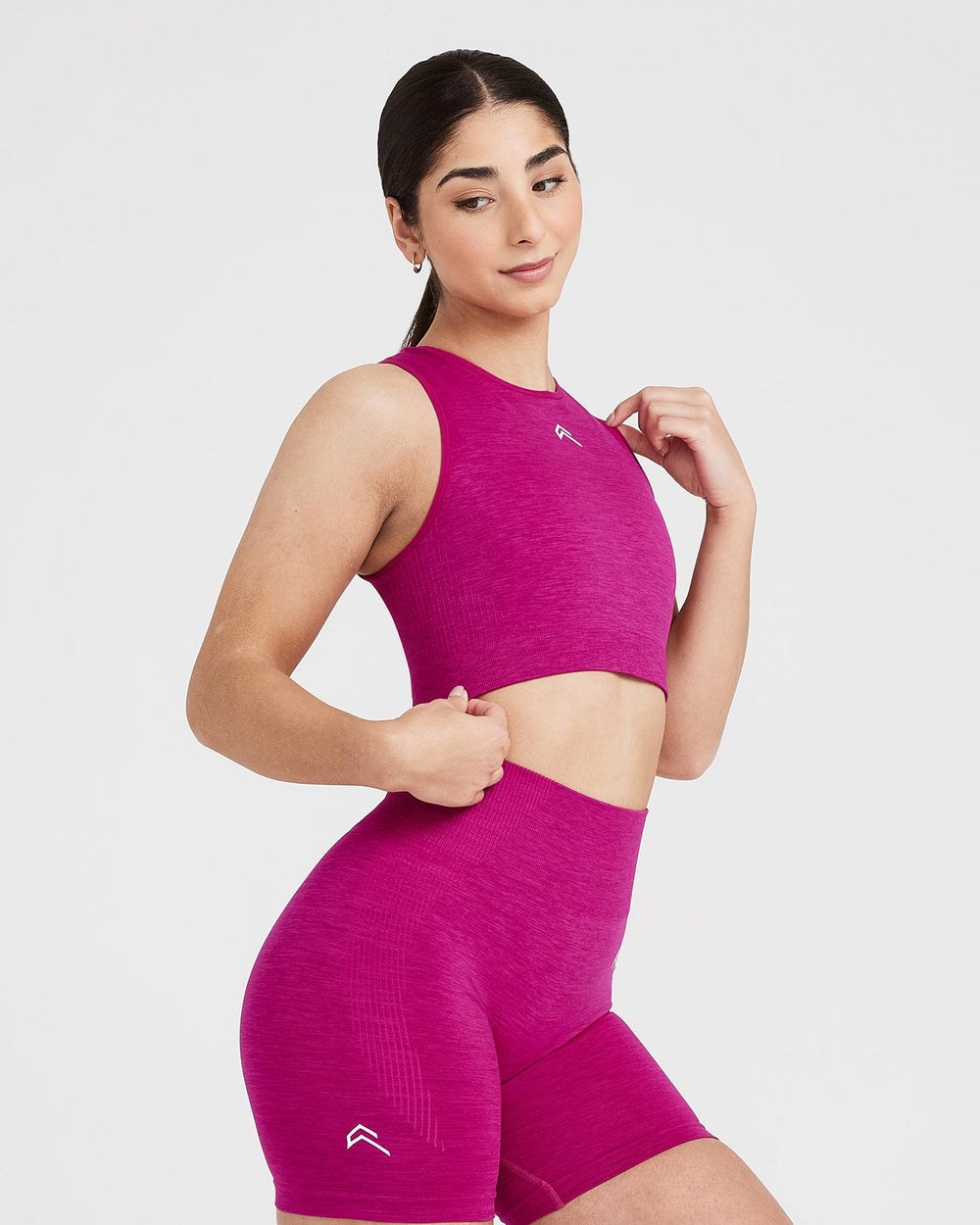 Fuchsia Marl Oner Active Classic Seamless 2.0 Crop Top | 1873UOKXC