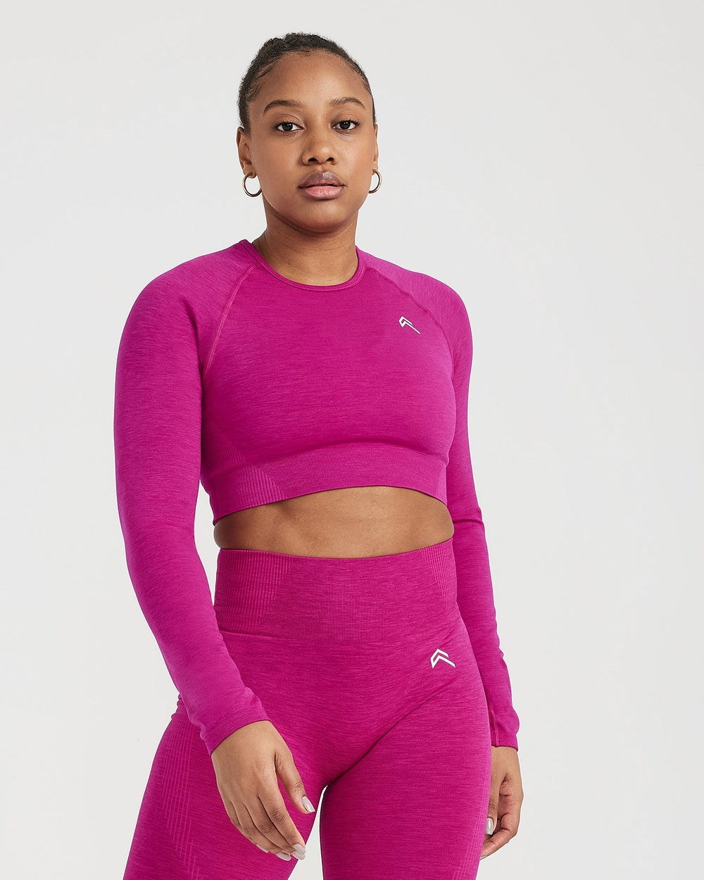 Fuchsia Marl Oner Active Classic Seamless 2.0 Long Sleeve Crop Top | 7254ZNOCG