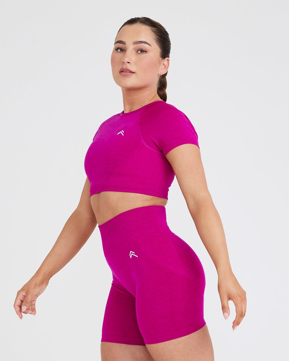 Fuchsia Oner Active Effortless Seamless Short Sleeve Crop Top | 1792QKWOY