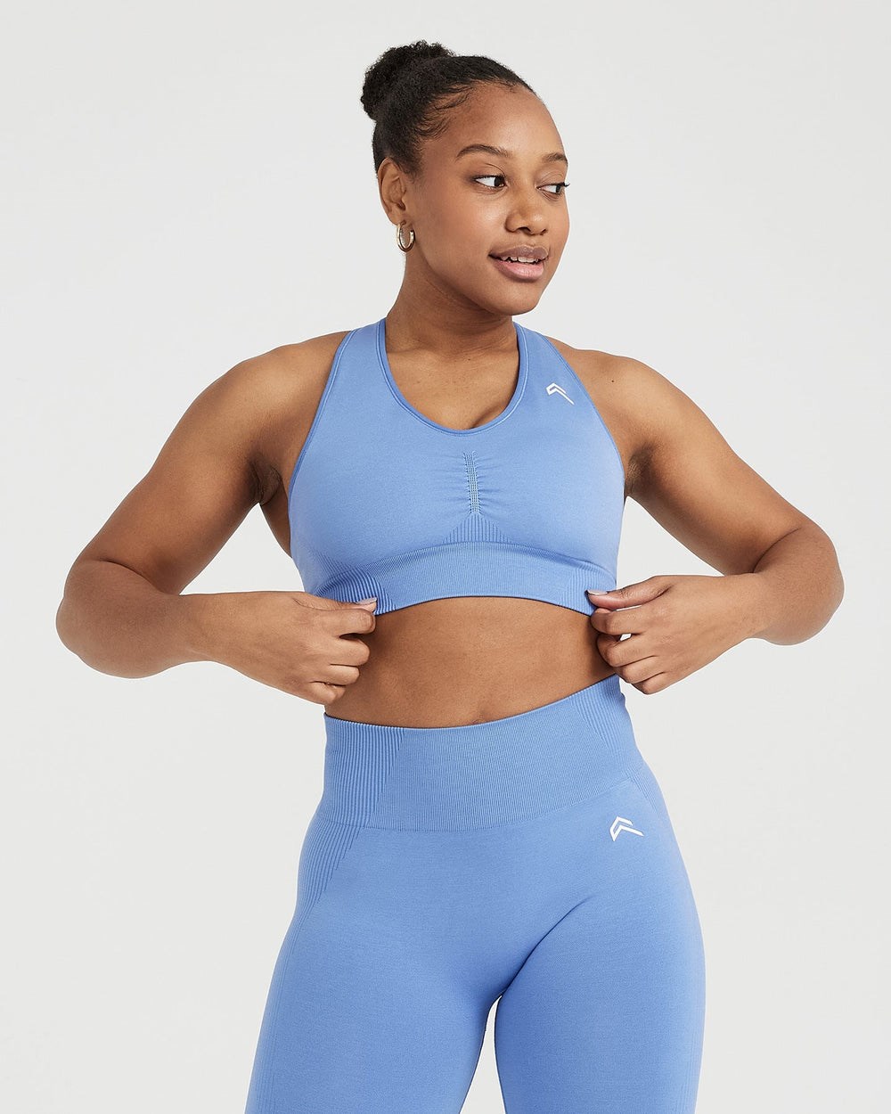 Light Denim Marl Oner Active Classic Seamless 2.0 V-Neck Bralette | 1836QHRIV