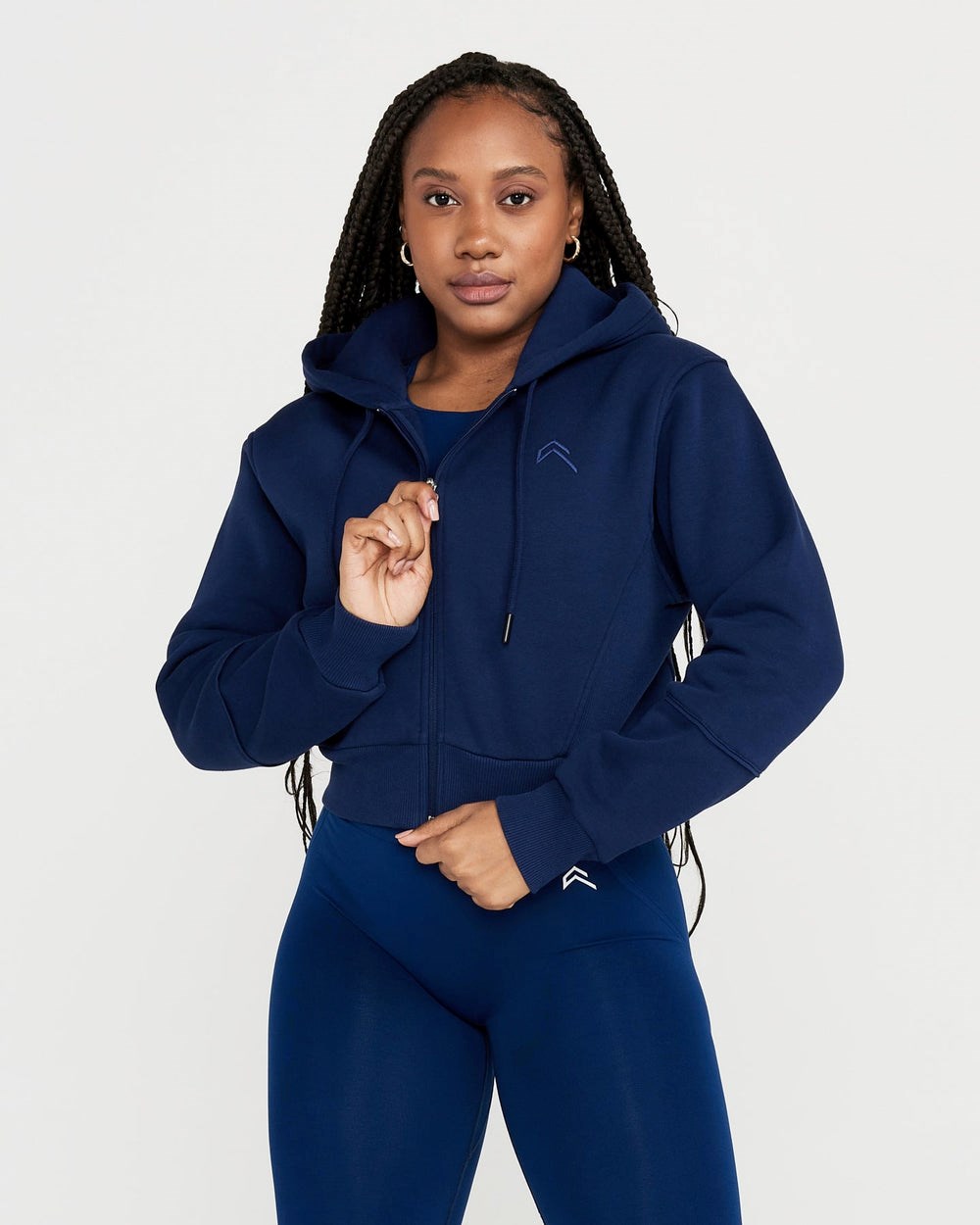 Midnight Oner Active Classic Lounge Cropped Zip Through Hoodie | 0136UVWMJ