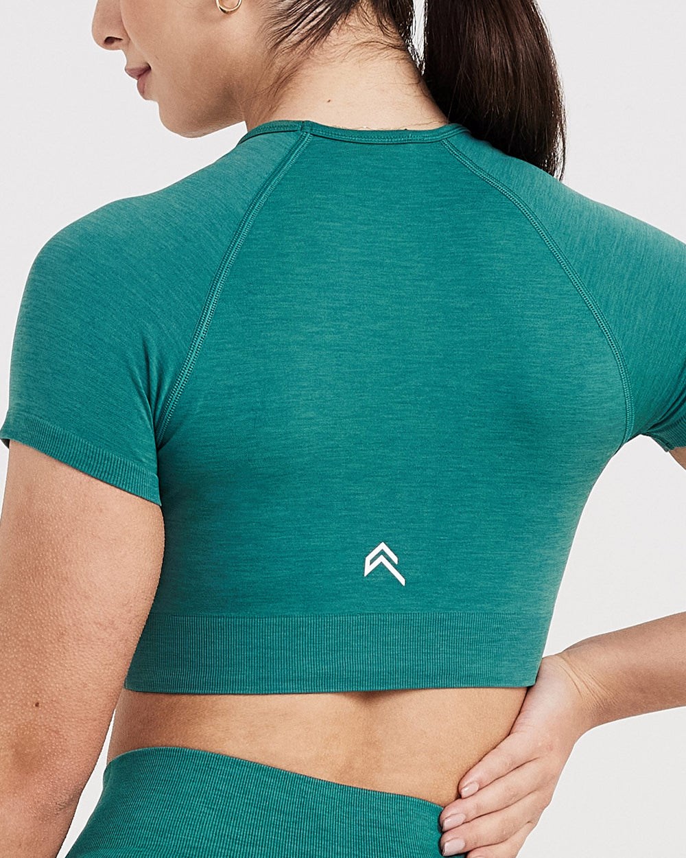 Mineral Green Marl Oner Active Classic Seamless 2.0 Short Sleeve Crop Top | 2653JIZFB