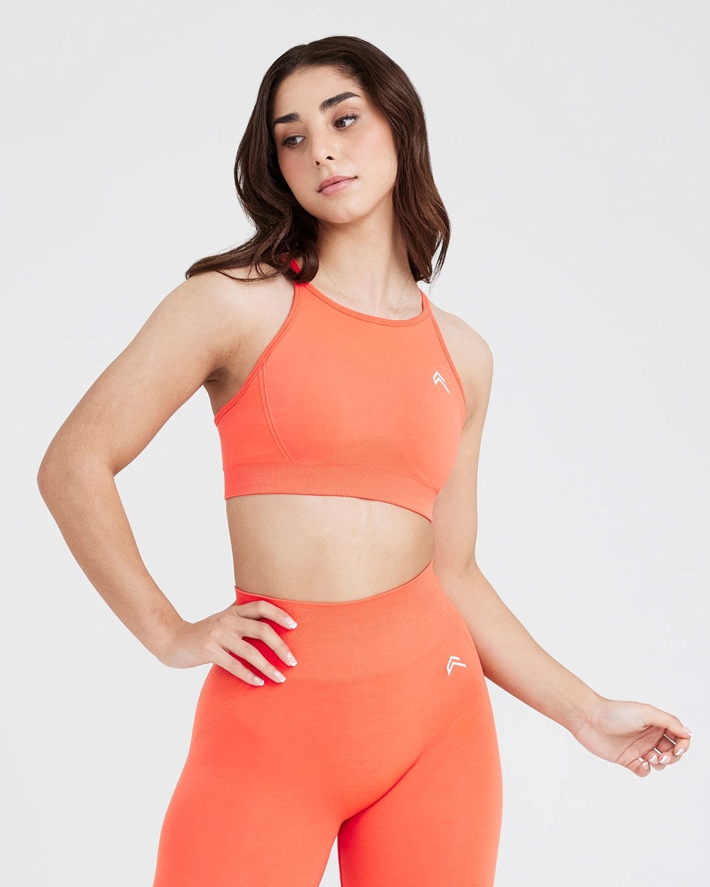 Peach Blossom Oner Active Effortless Seamless High Neck Bralette | 8407KFHXQ