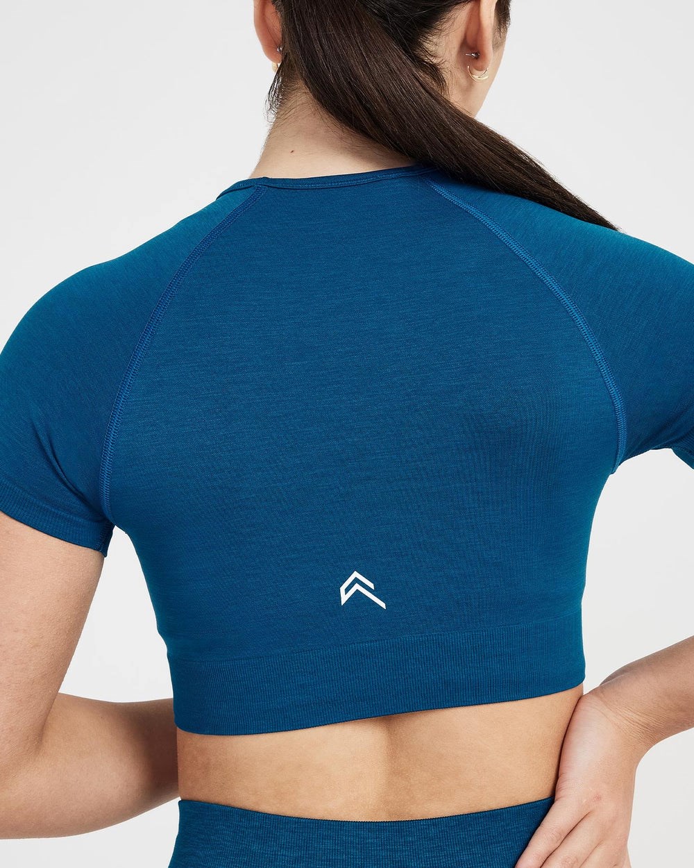 Petrol Blue Marl Oner Active Classic Seamless 2.0 Short Sleeve Crop Top | 0794BVIJR