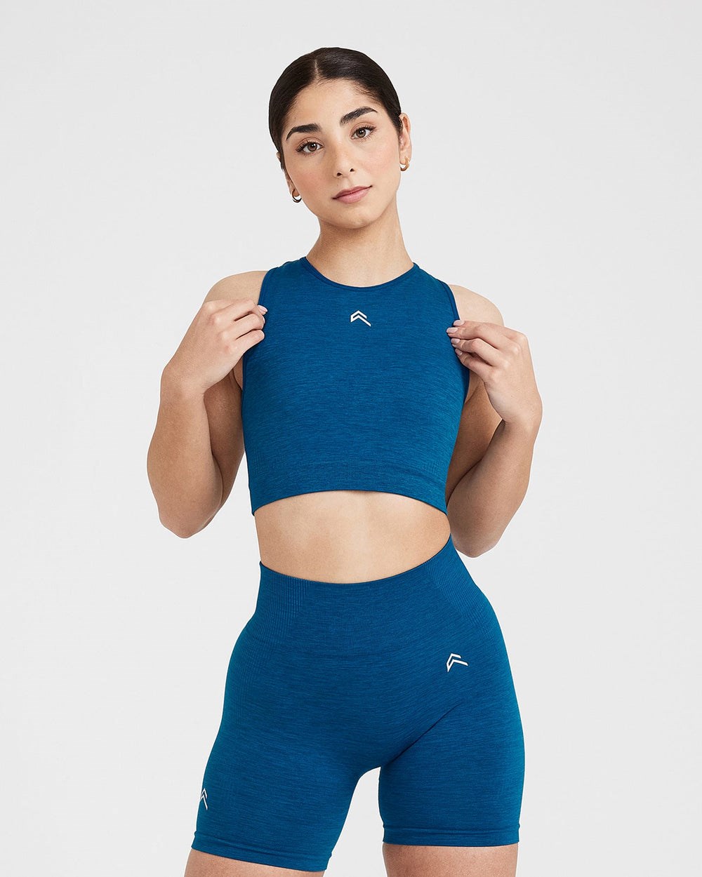 Petrol Blue Marl Oner Active Classic Seamless 2.0 Crop Top | 3094IMEOD