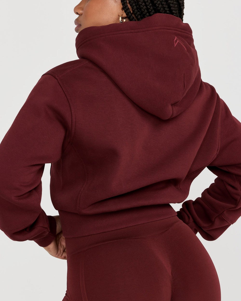 Rosewood Oner Active Classic Lounge Cropped Zip Through Hoodie | 1608WZTBK