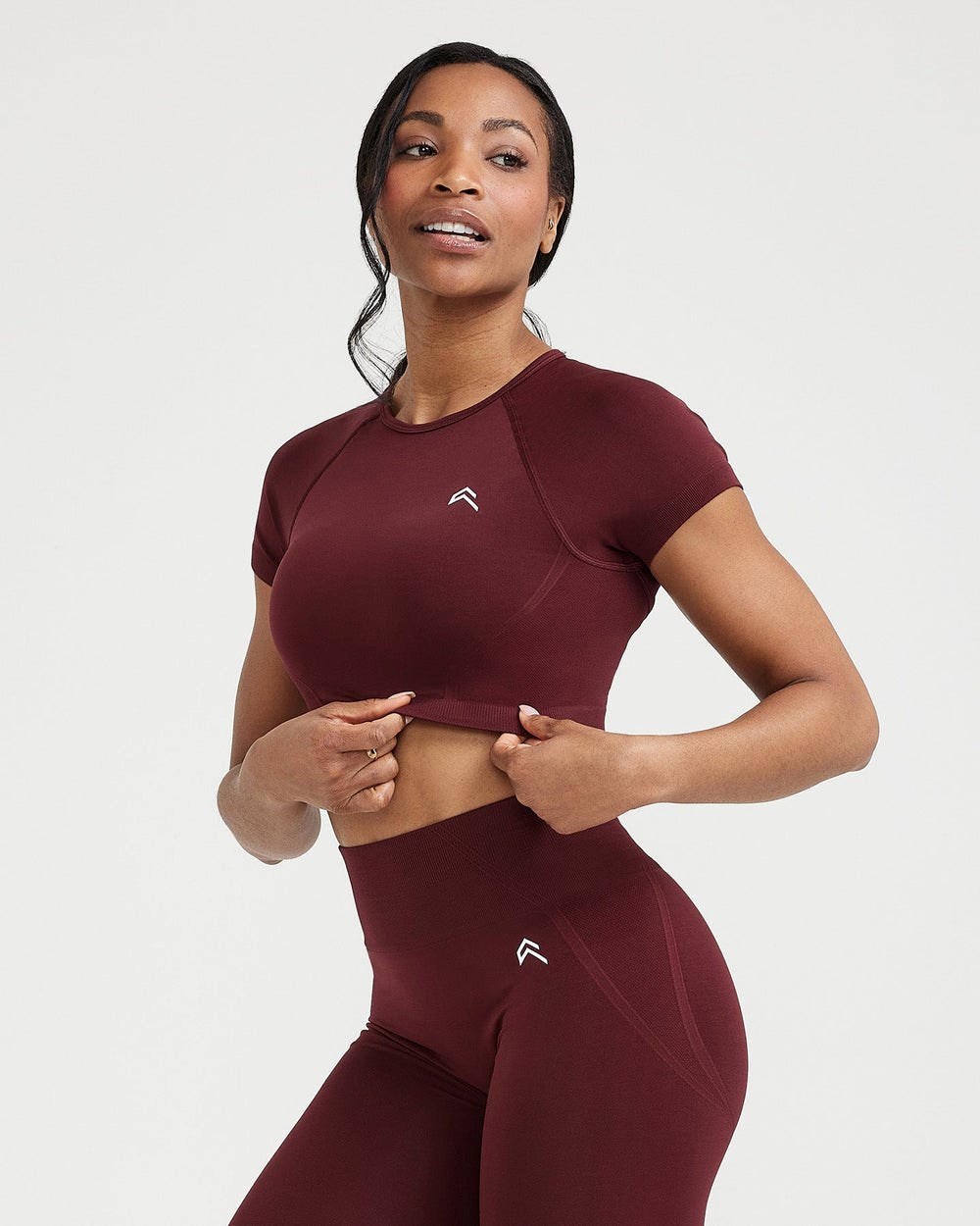 Rosewood Oner Active Effortless Seamless Short Sleeve Crop Top | 5241XZNQR