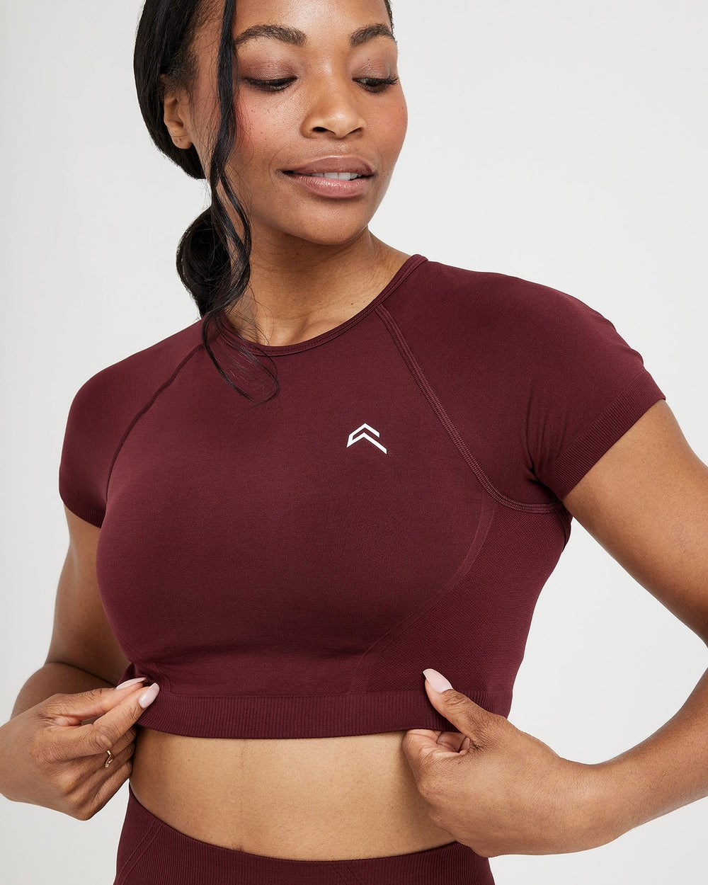 Rosewood Oner Active Effortless Seamless Short Sleeve Crop Top | 5241XZNQR