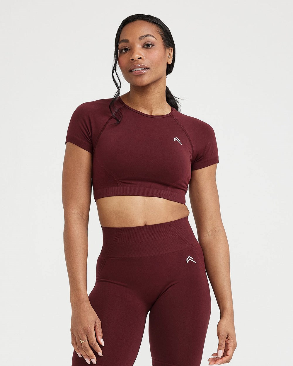 Rosewood Oner Active Effortless Seamless Short Sleeve Crop Top | 5241XZNQR