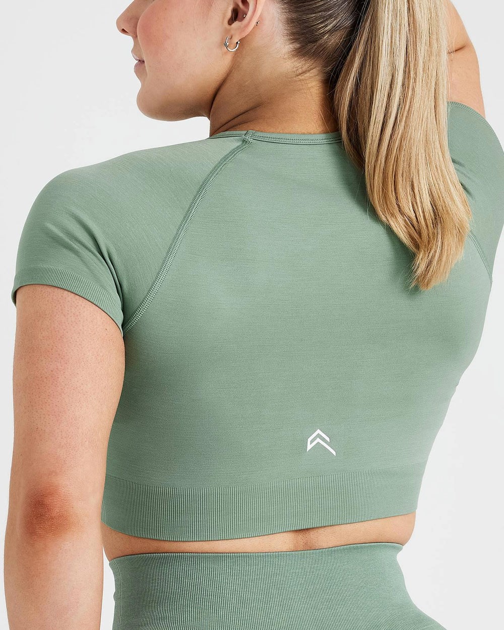 Sage Marl Oner Active Classic Seamless 2.0 Short Sleeve Crop Top | 2961MSZQO