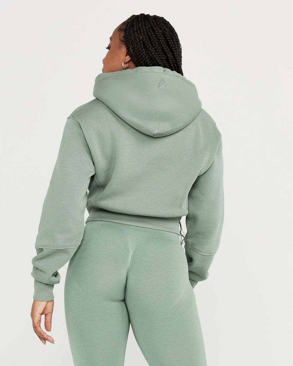 Sage Oner Active Classic Lounge Cropped Zip Through Hoodie | 4039TLYUE