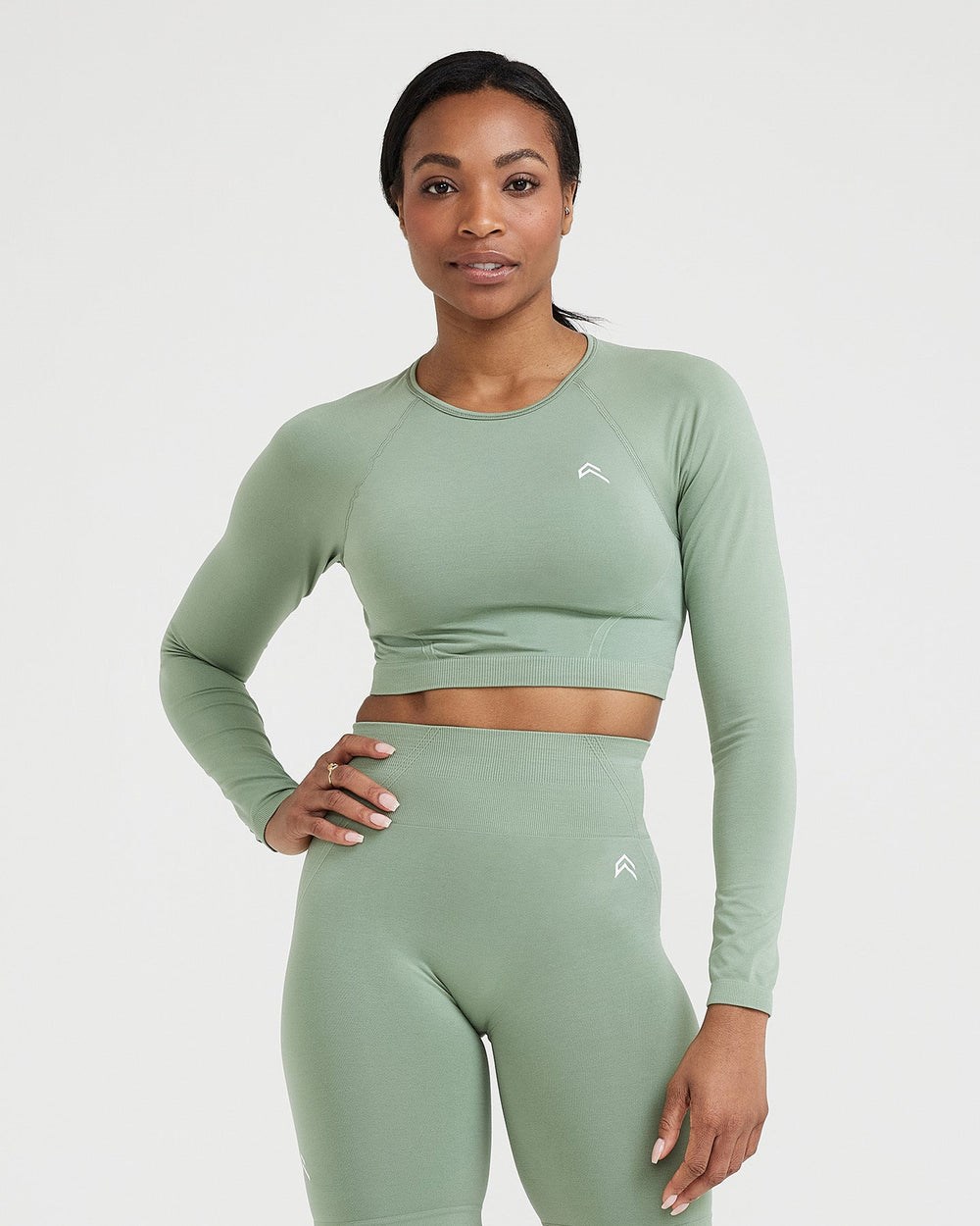 Sage Oner Active Effortless Seamless Long Sleeve Crop Top | 3781BPZKO