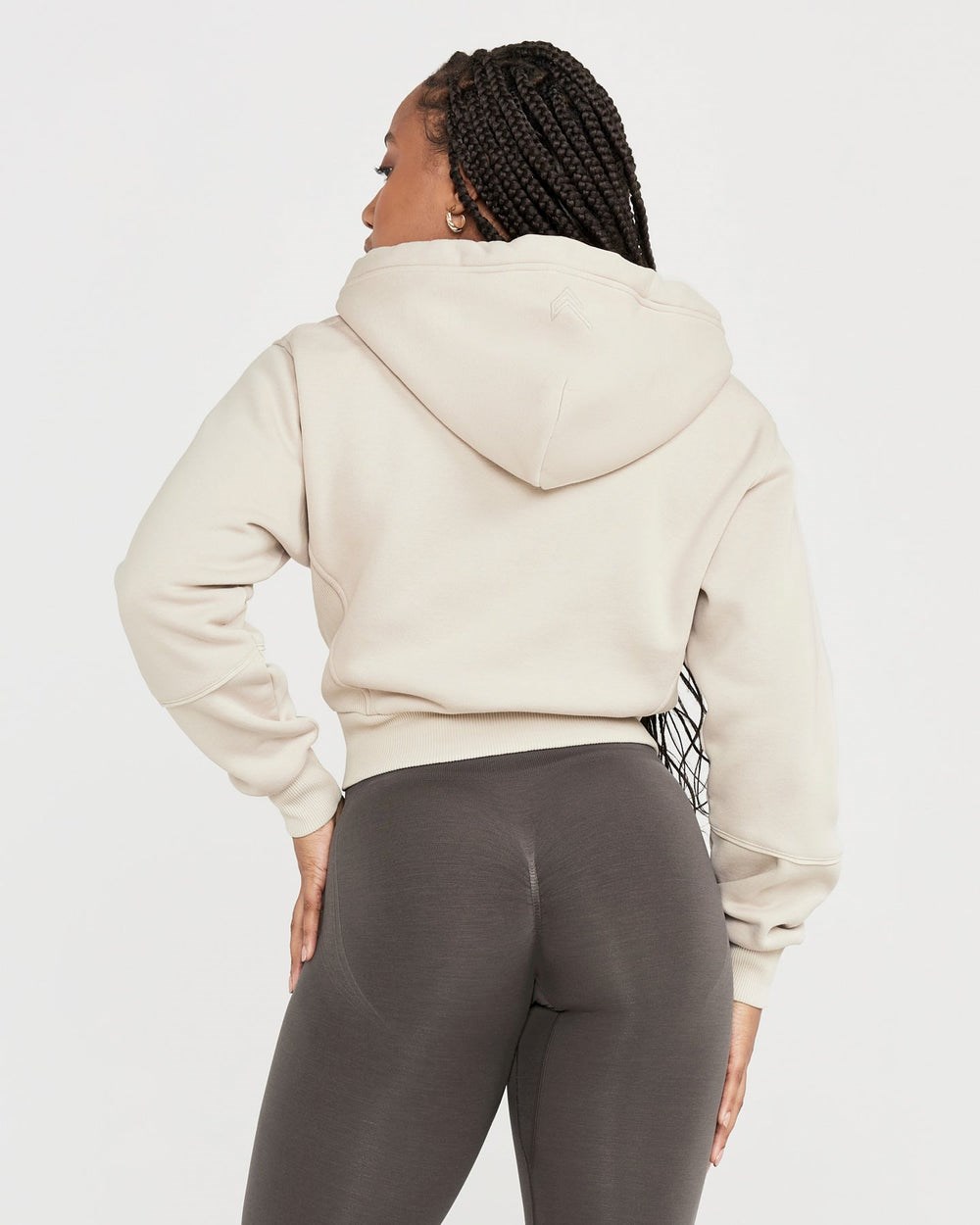 Sand Oner Active Classic Lounge Cropped Zip Through Hoodie | 6814JUPRQ