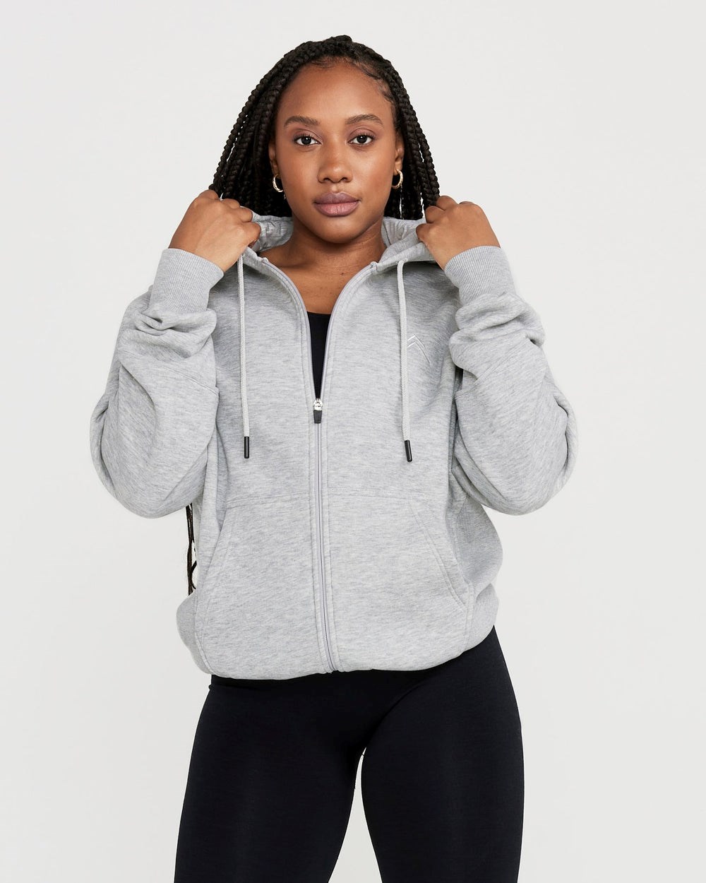 Silver Grey Marl Oner Active Classic Lounge Oversized Zip Through Hoodie | 2089BFDXJ