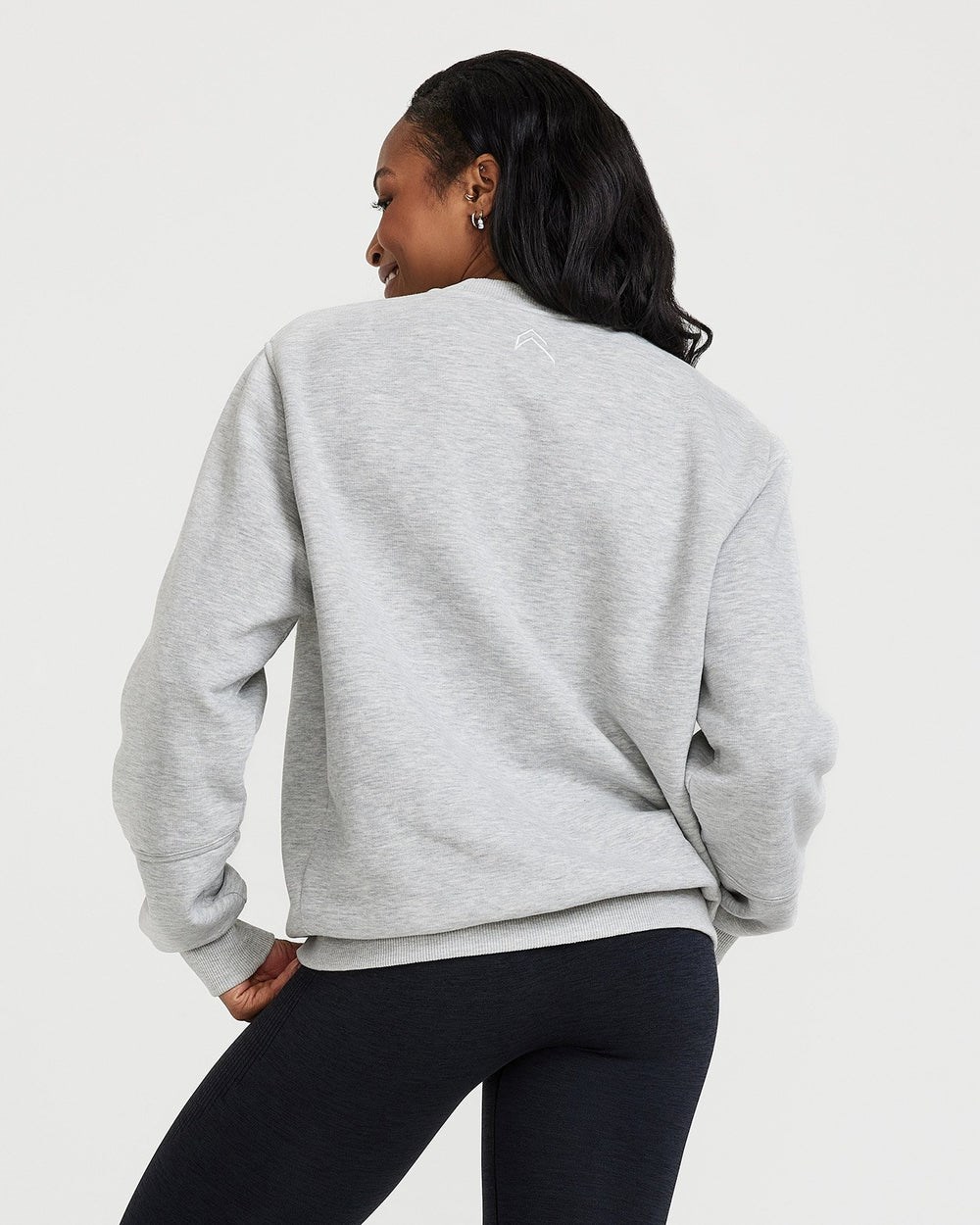 Silver Marl Oner Active Classic Lounge Oversized Crew Neck | 3428RLHSX