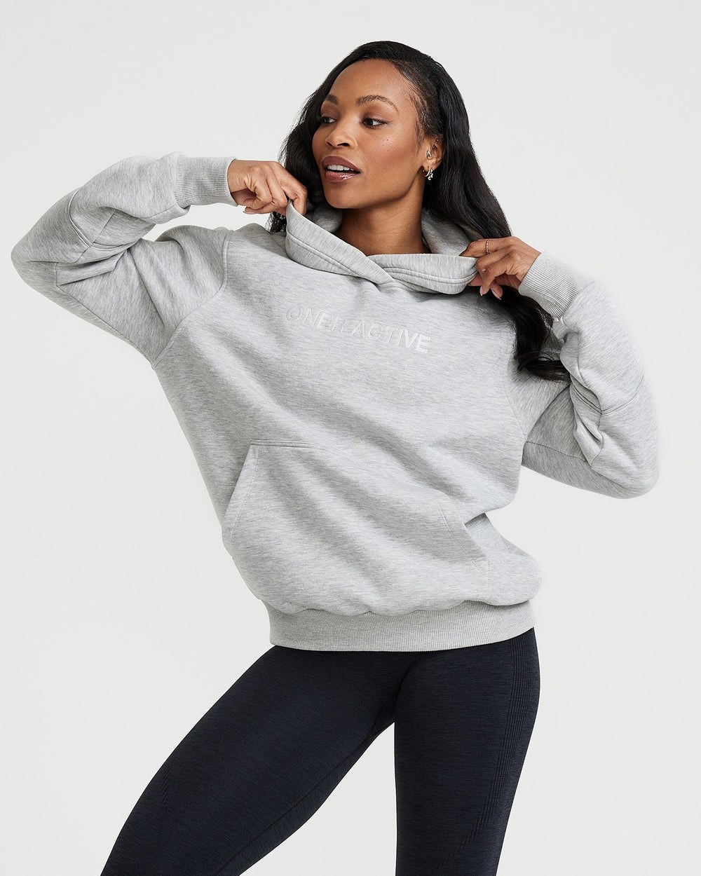 Silver Marl Oner Active Classic Lounge Oversized Hoodie | 5893YBCLR