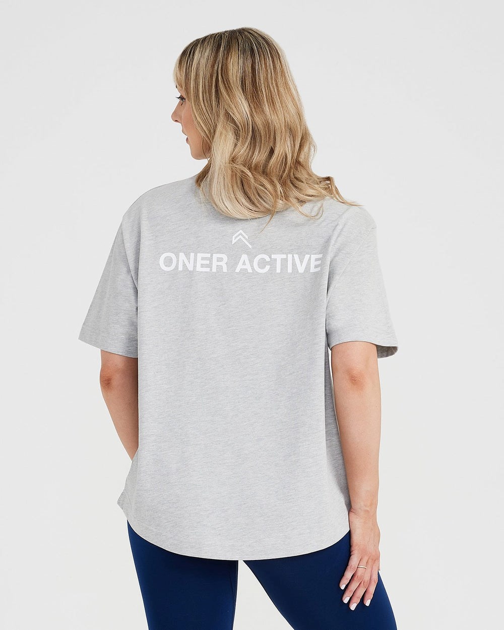 Silver Marl Oner Active Graphic Oversized Short Sleeve Tee | 1639YCDEN