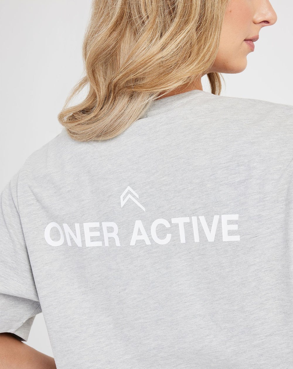 Silver Marl Oner Active Graphic Oversized Short Sleeve Tee | 1639YCDEN