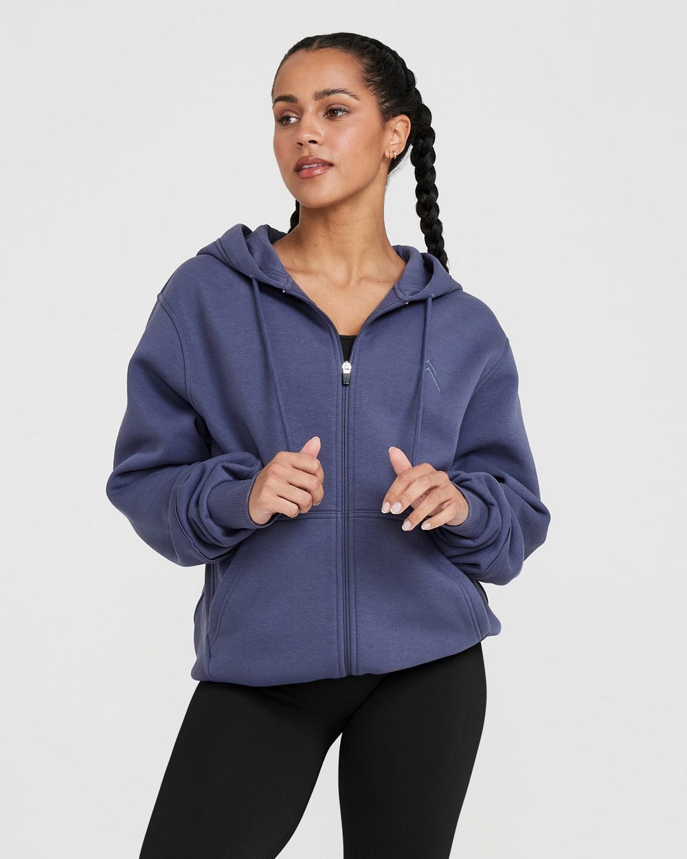 Slate Blue Oner Active Classic Lounge Oversized Zip Through Hoodie | 0954OYSMJ