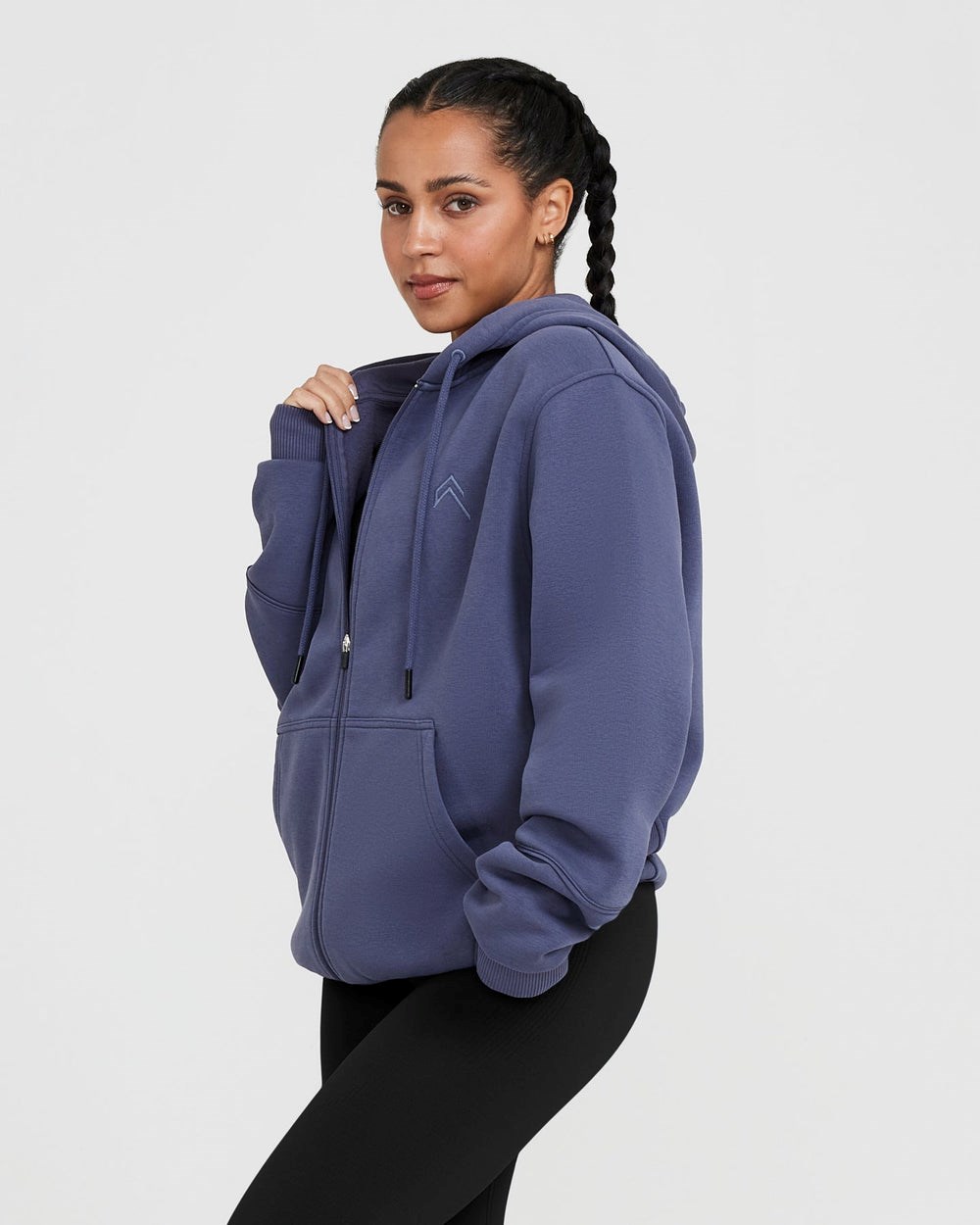 Slate Blue Oner Active Classic Lounge Oversized Zip Through Hoodie | 0954OYSMJ