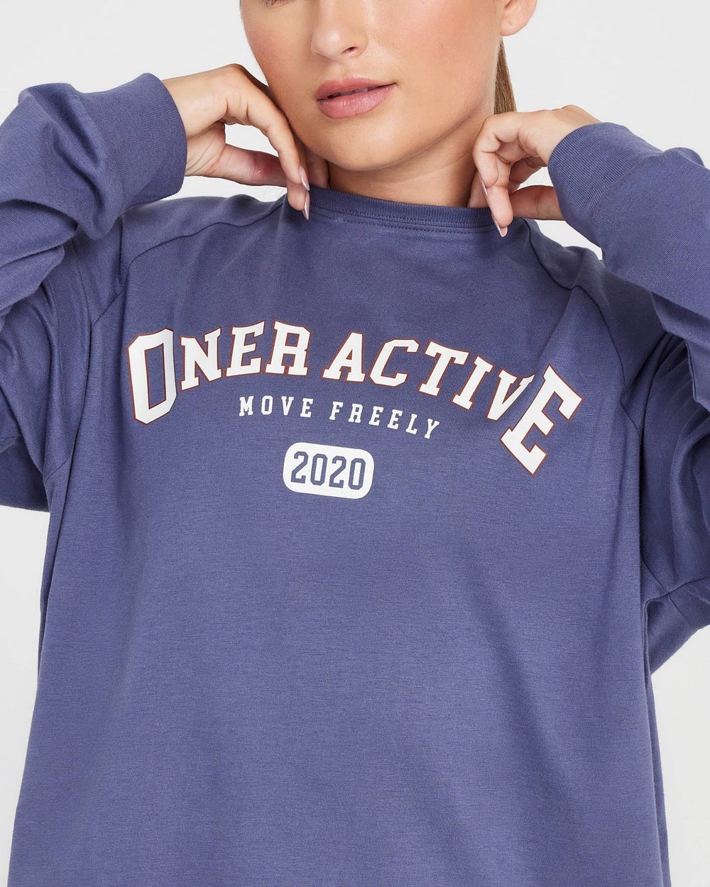 Slate Blue Oner Active Oversized Long Sleeve Club Tee | 4372DVRTZ