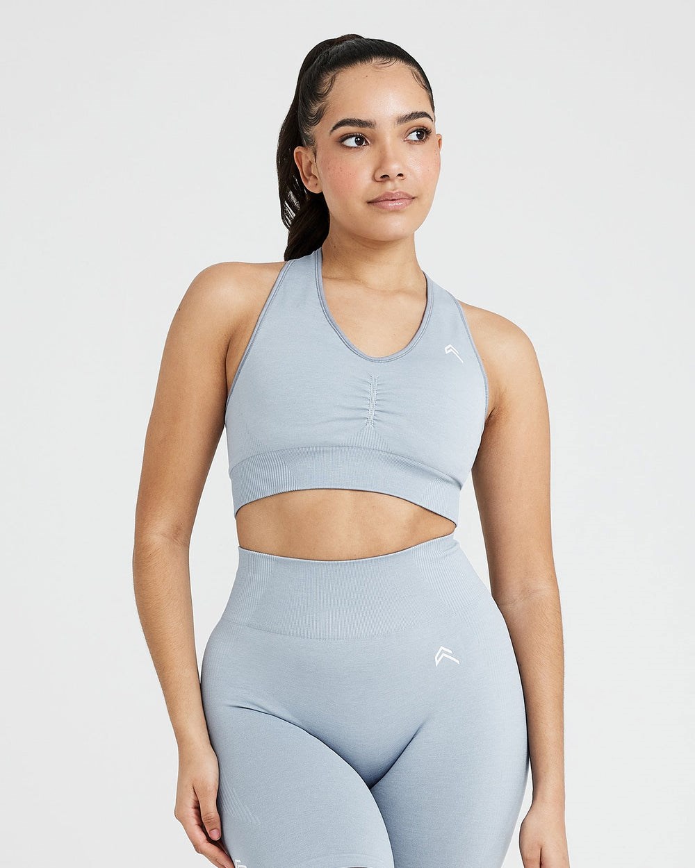 Smoke Grey Marl Oner Active Classic Seamless 2.0 V-Neck Bralette | 1593SDQRG