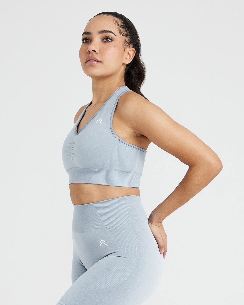 Smoke Grey Marl Oner Active Classic Seamless 2.0 V-Neck Bralette | 1593SDQRG