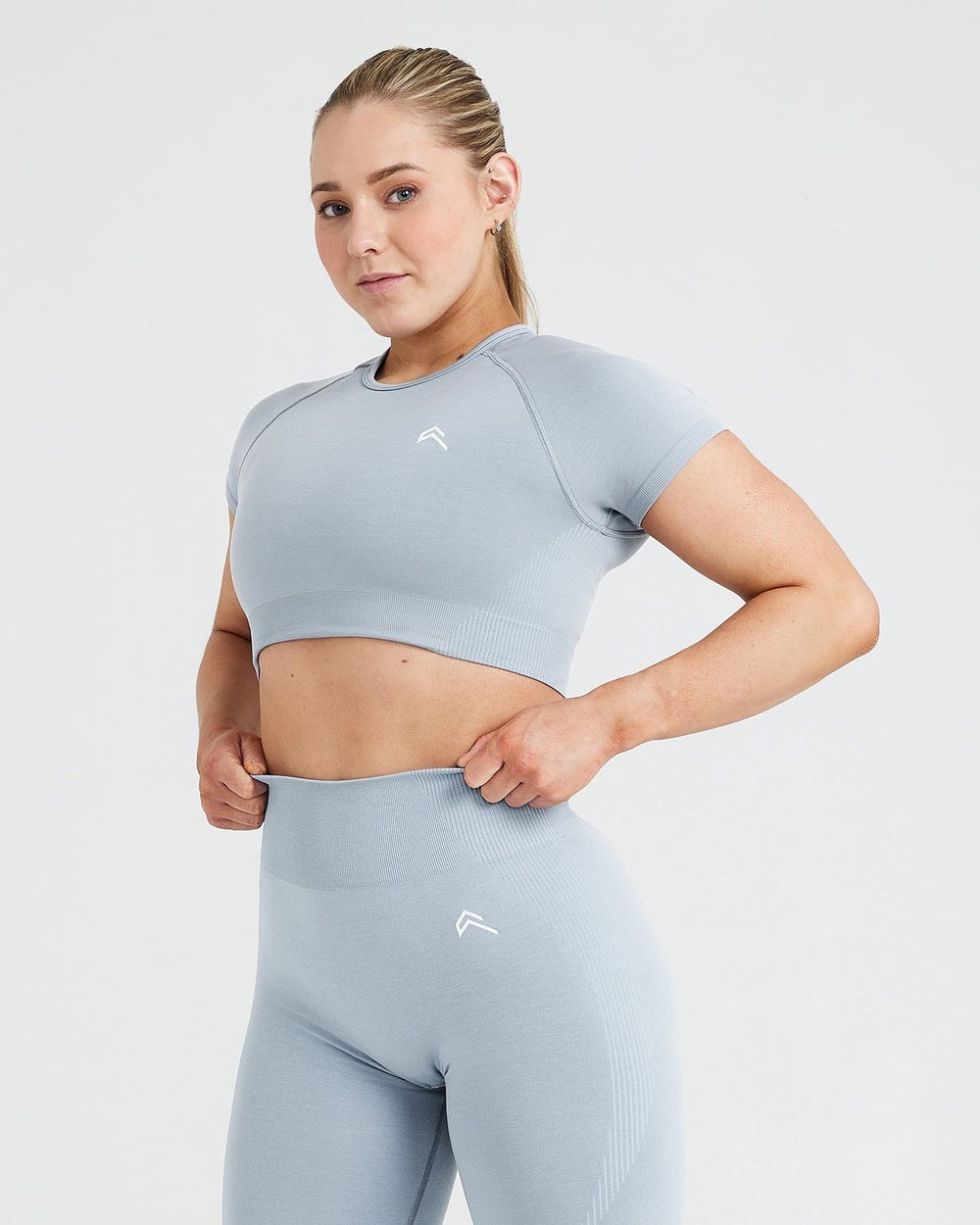 Smoke Grey Marl Oner Active Classic Seamless 2.0 Short Sleeve Crop Top | 1748MJSXV