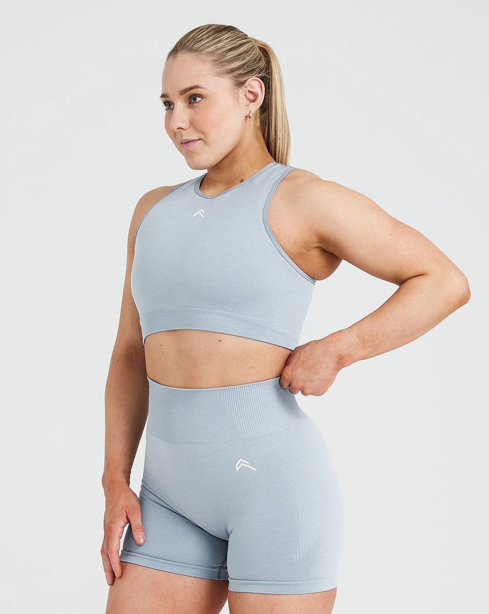 Smoke Grey Marl Oner Active Classic Seamless 2.0 Crop Top | 9827HPNTE