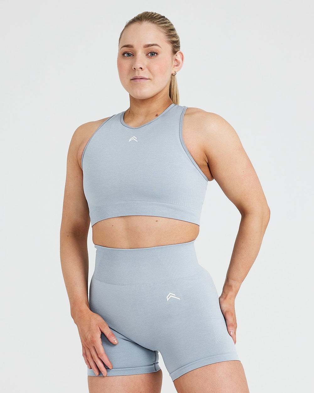 Smoke Grey Marl Oner Active Classic Seamless 2.0 Crop Top | 9827HPNTE