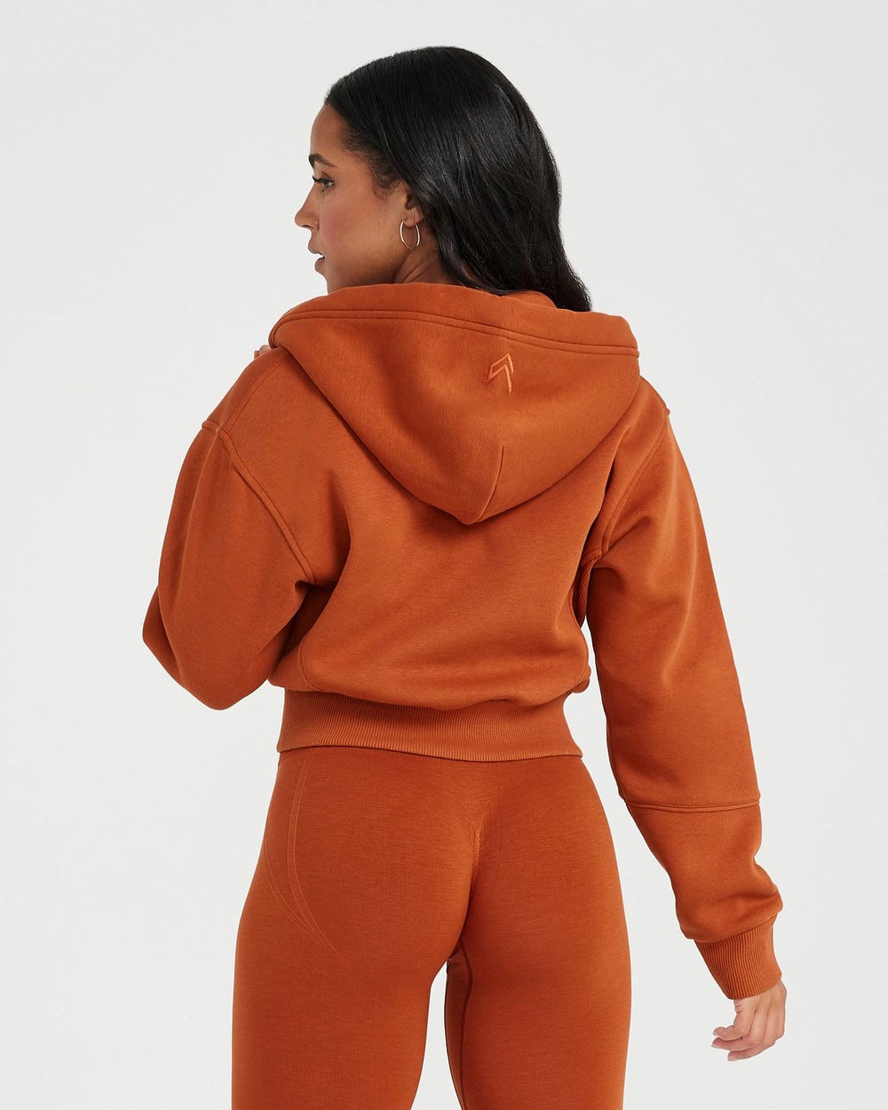 Warm Copper Oner Active Classic Lounge Cropped Zip Through Hoodie | 2308AIDJY