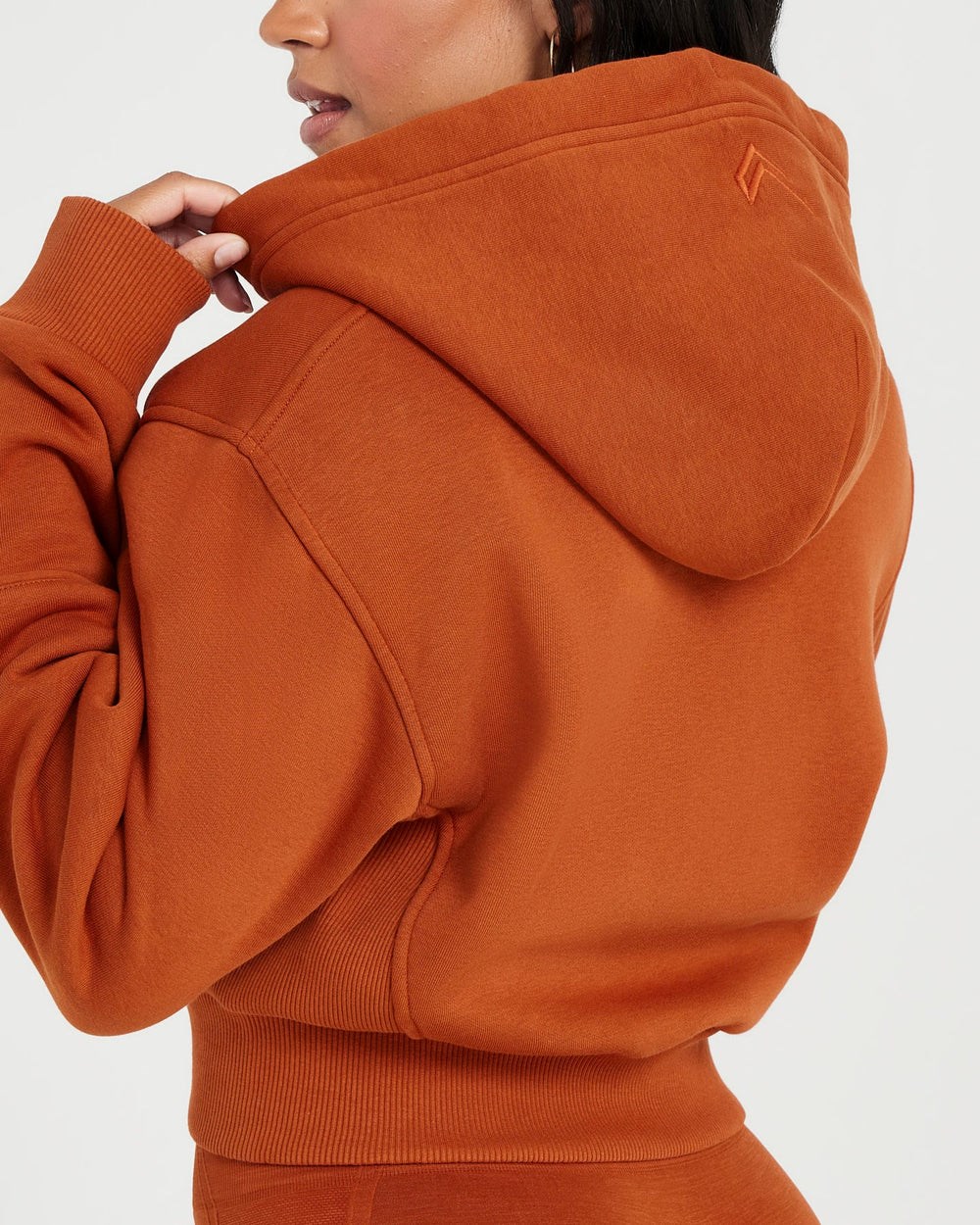 Warm Copper Oner Active Classic Lounge Cropped Zip Through Hoodie | 2308AIDJY