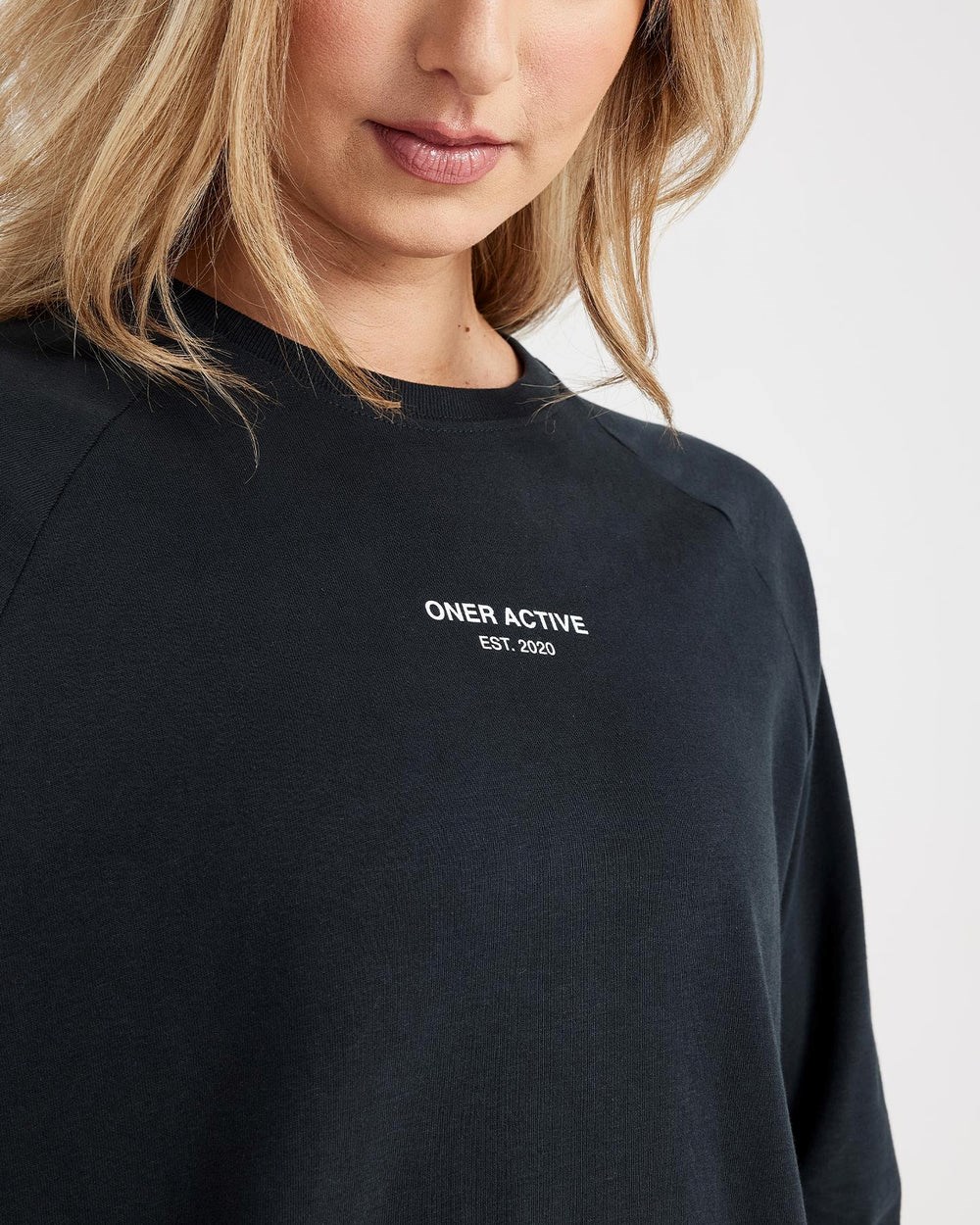 Washed Black Oner Active Graphic Oversized Long Sleeve Tee | 0921QNHKJ