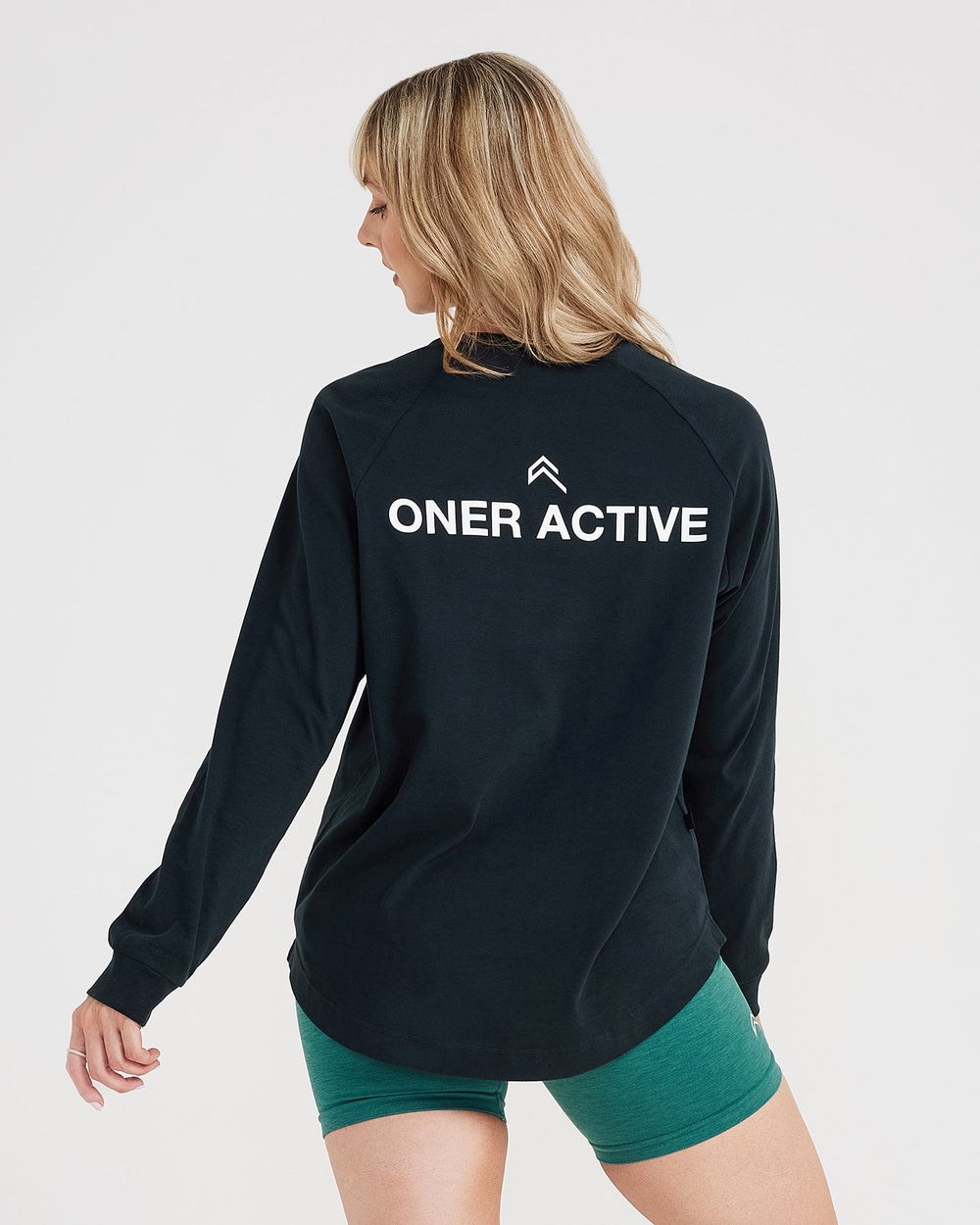 Washed Black Oner Active Graphic Oversized Long Sleeve Tee | 0921QNHKJ