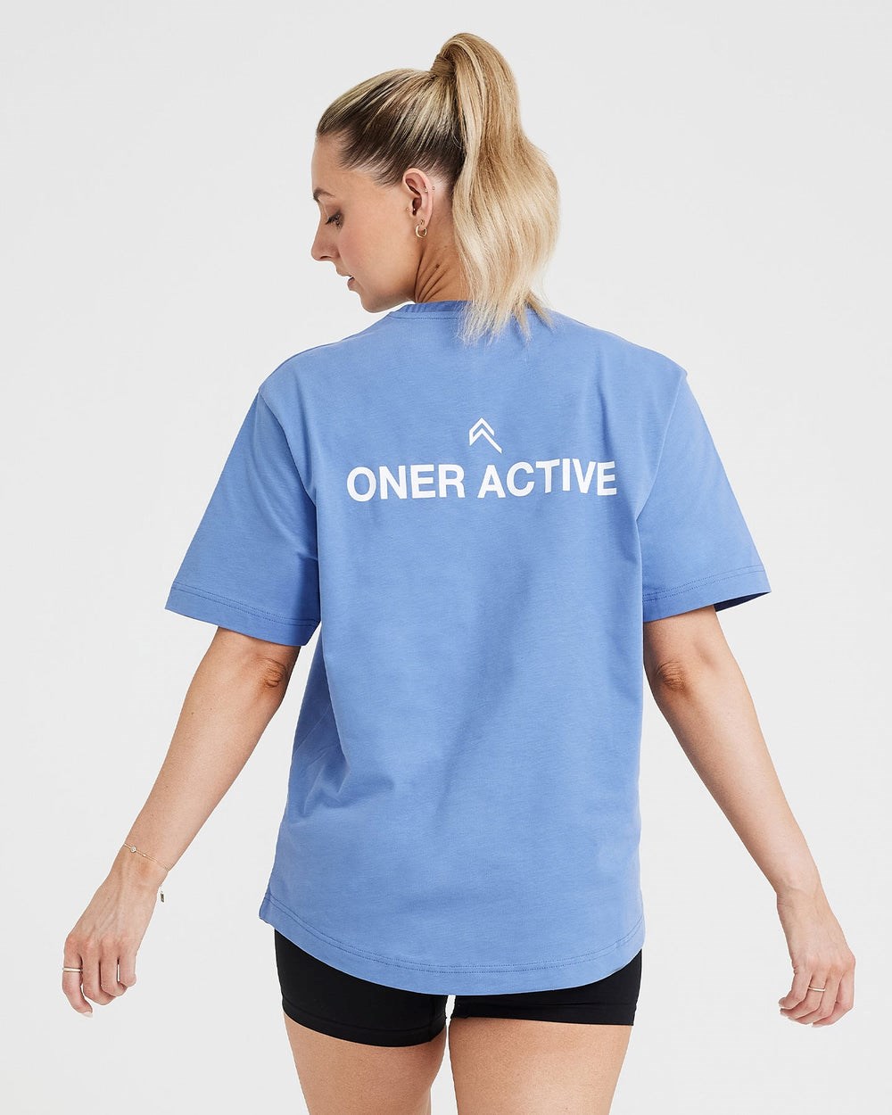 Washed Light Denim Oner Active Graphic Oversized Short Sleeve Tee | 1493DLCSN